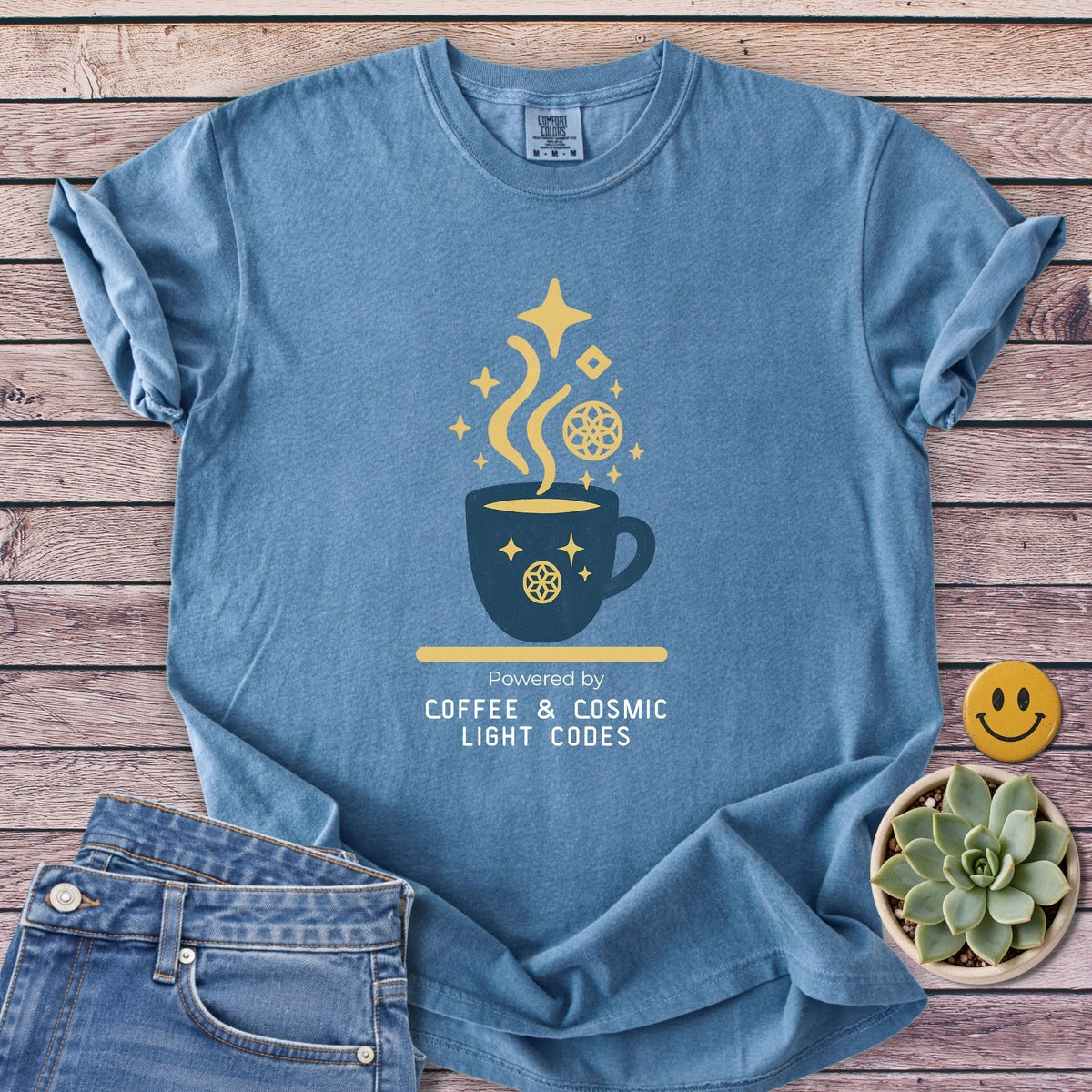 Coffee & Light Codes T-Shirt in Blue Jean