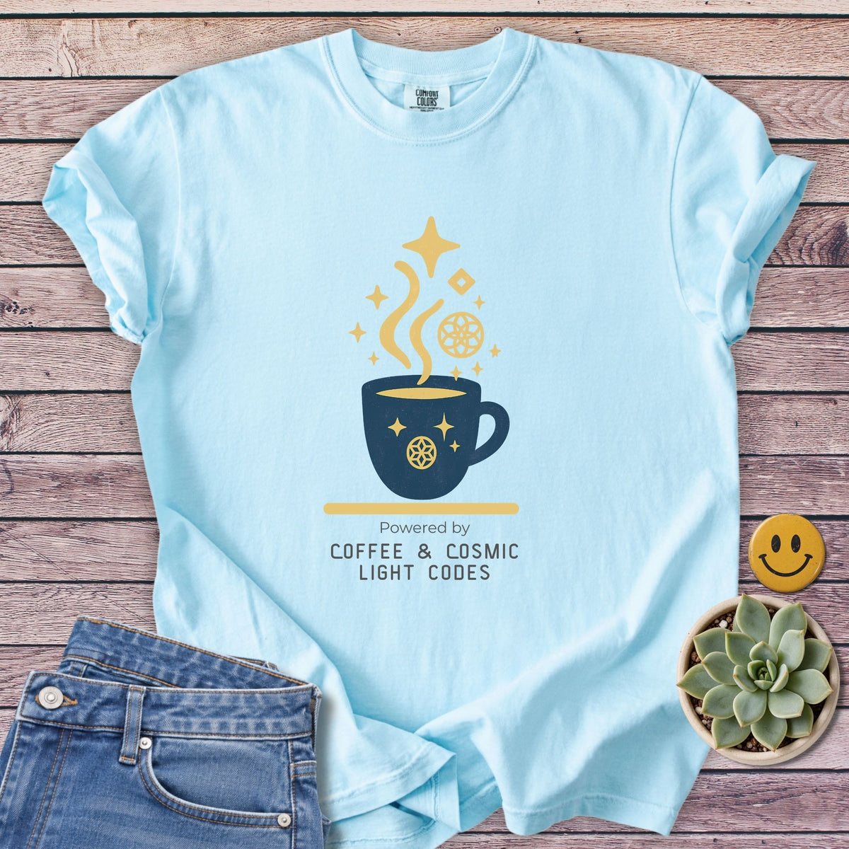 Coffee & Light Codes T-Shirt in Chambray
