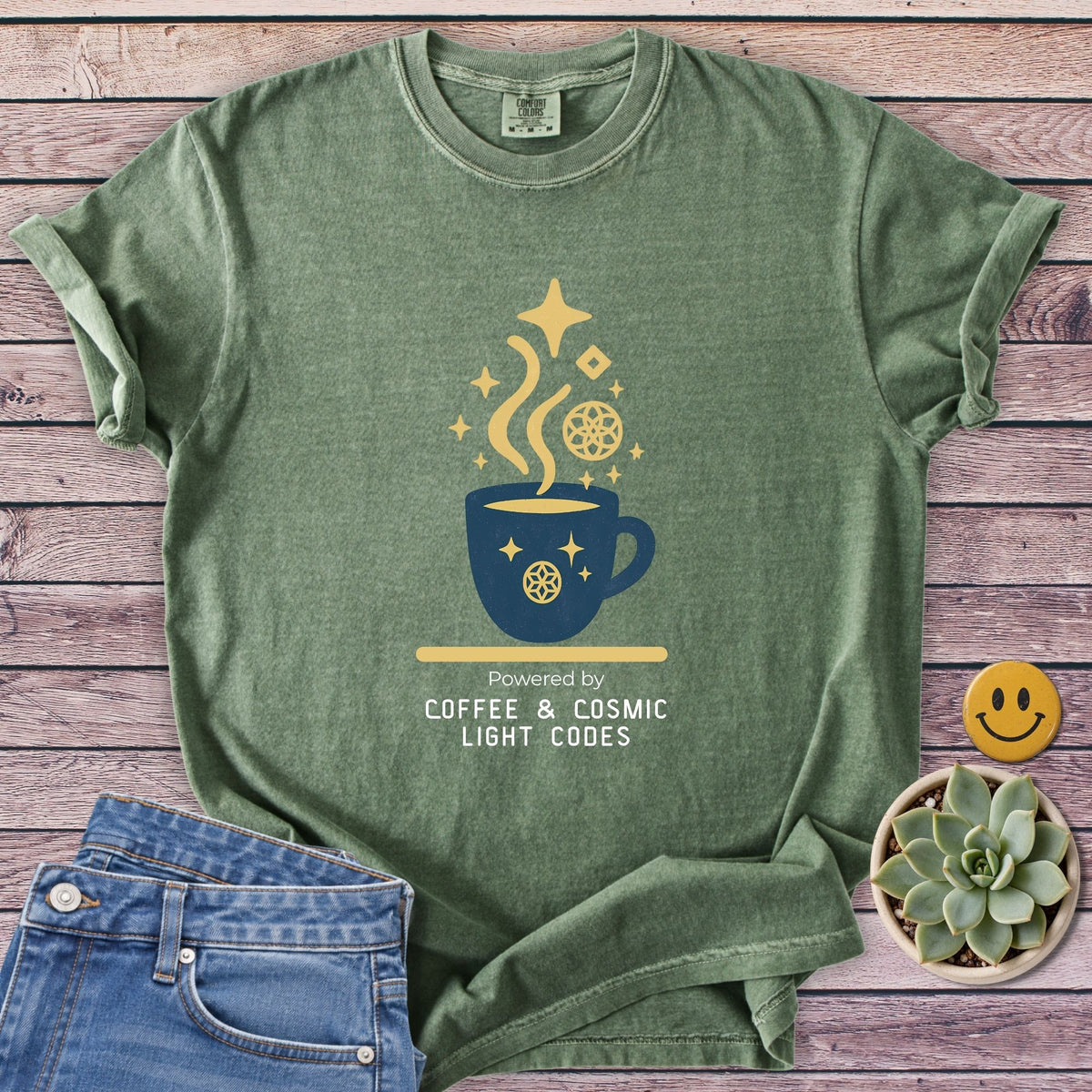 Coffee & Light Codes T-Shirt in Moss