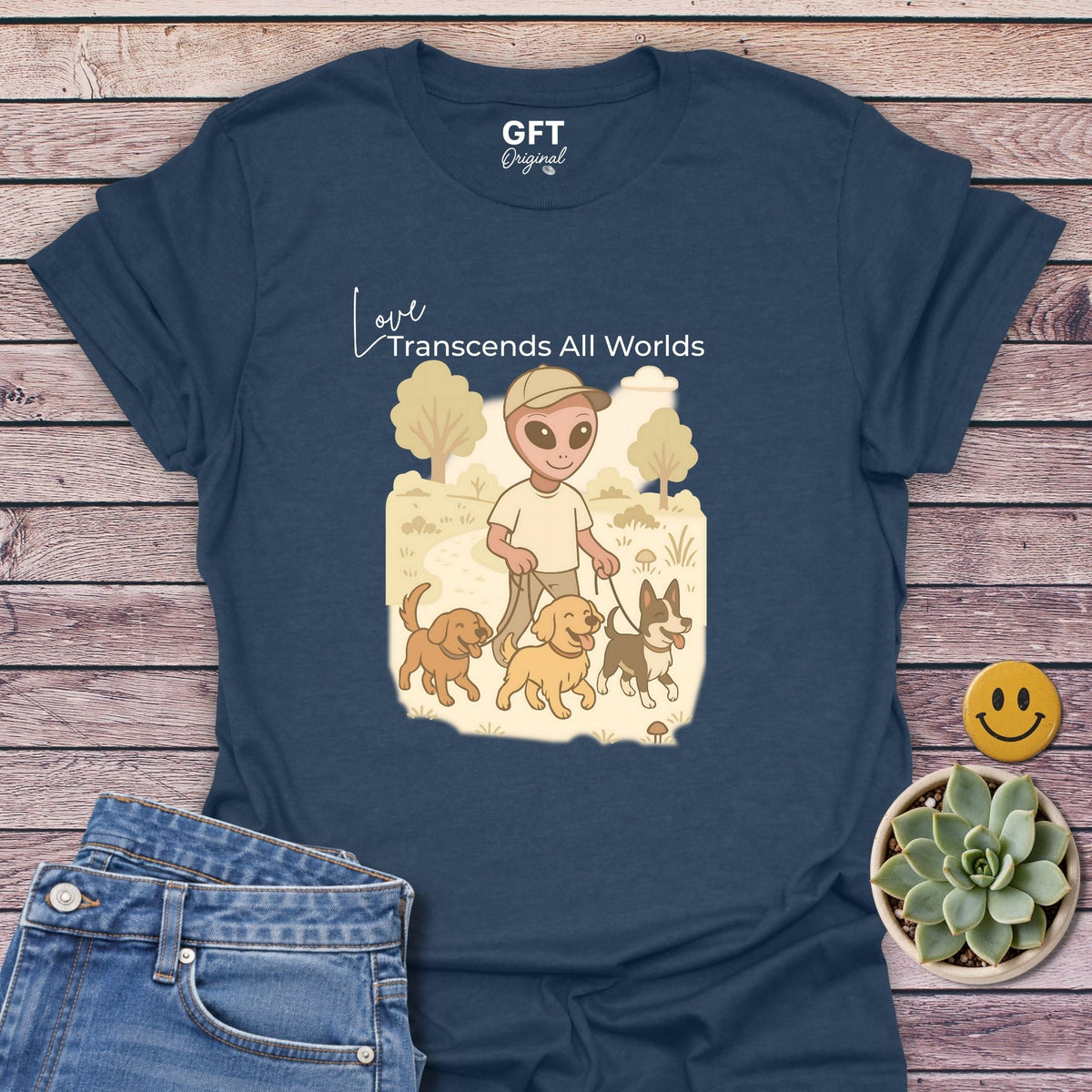 Love Transcends Classic Tee in Heather Navy