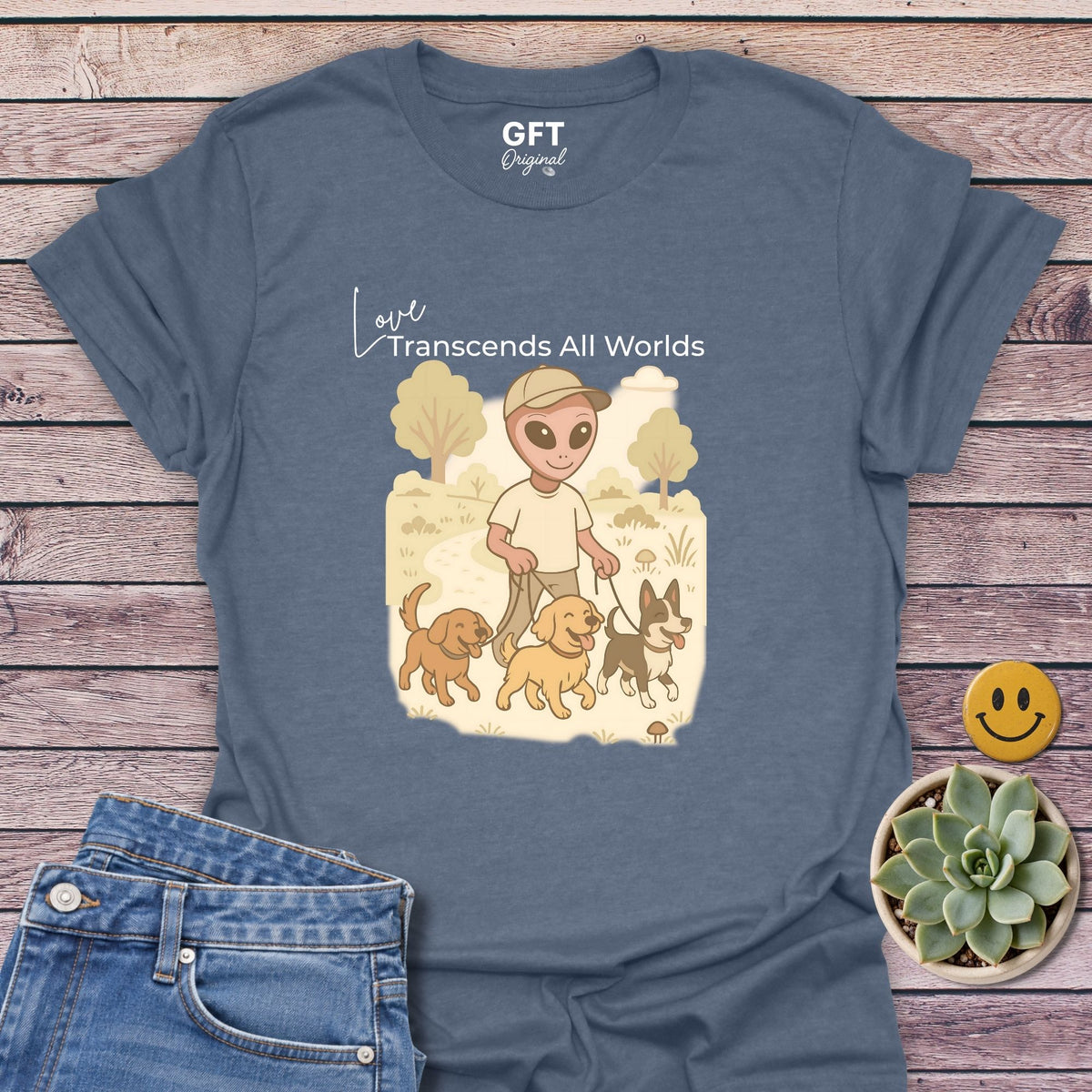 Love Transcends Classic Tee in Heather Indigo