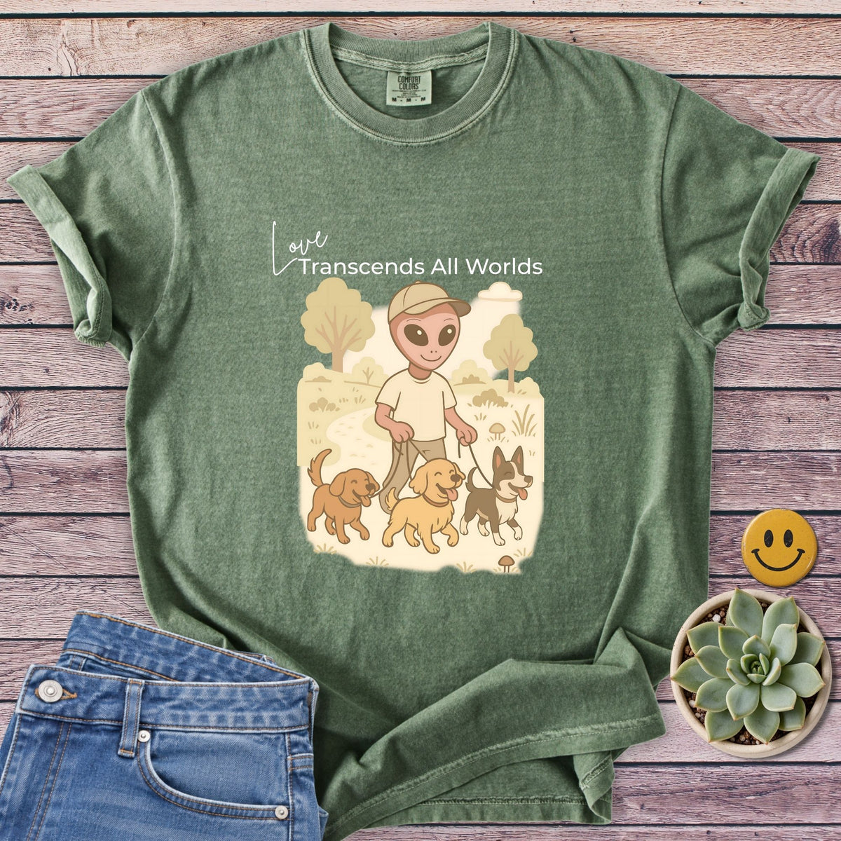 Love Transcends T-Shirt in Moss