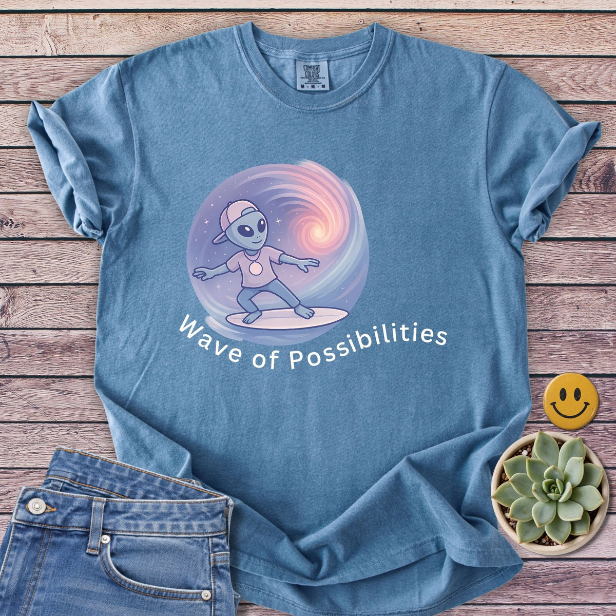 Possibilities Wave T-Shirt in Blue Jean