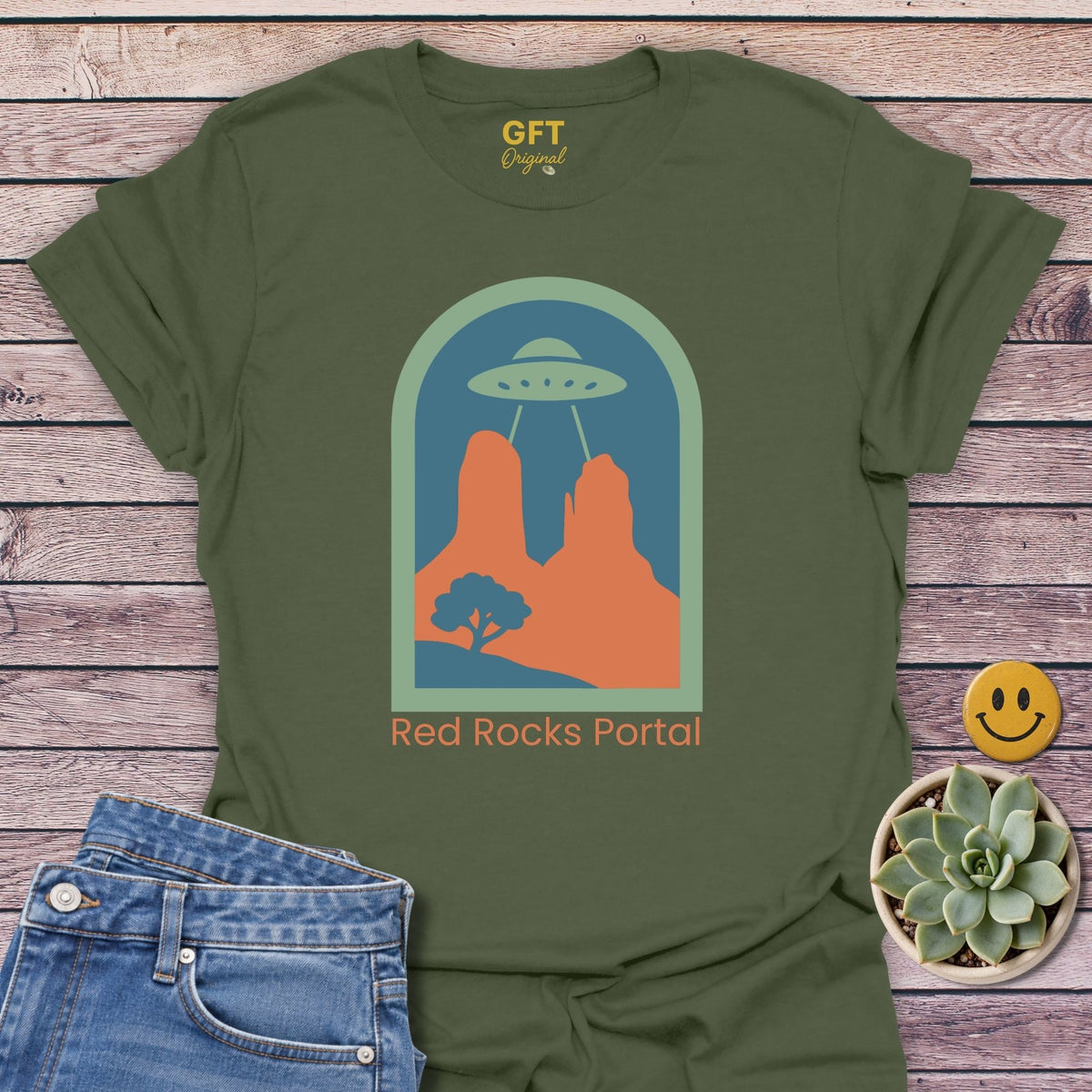 Red Rocks Portal Classic Tee in Military Green