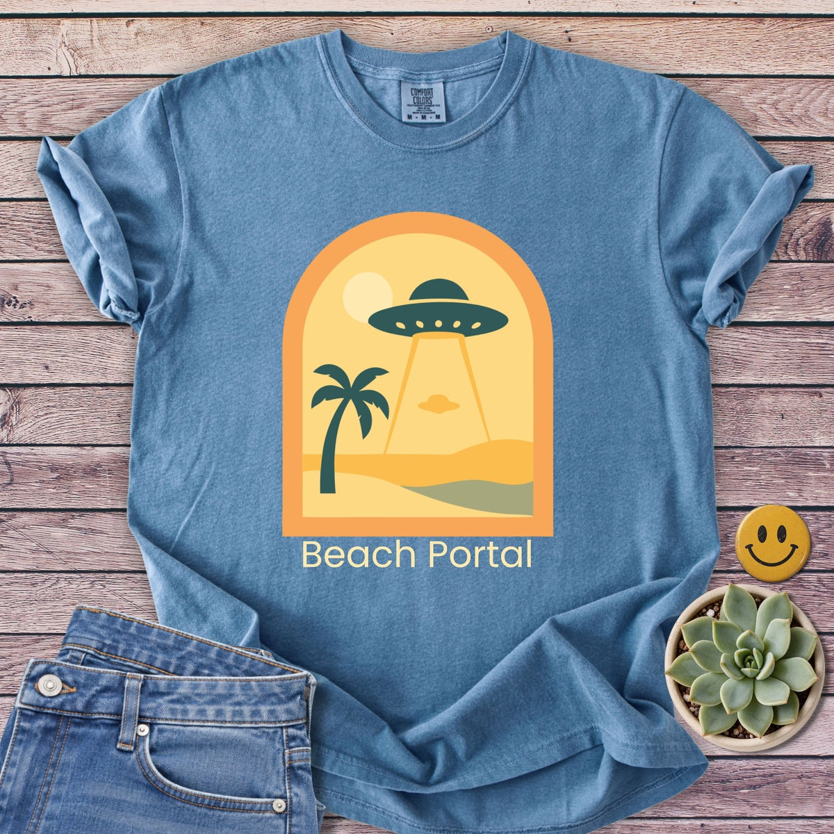 Beach Portal T-Shirt in Blue Jean