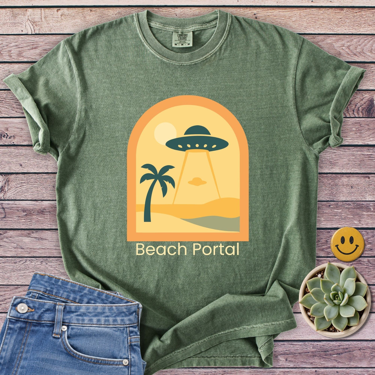 Beach Portal T-Shirt in Moss