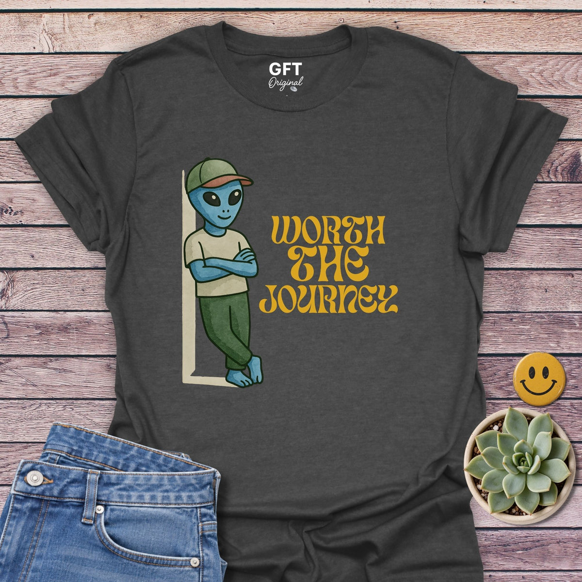 Worth The Journey Classic Tee in Dark Heather