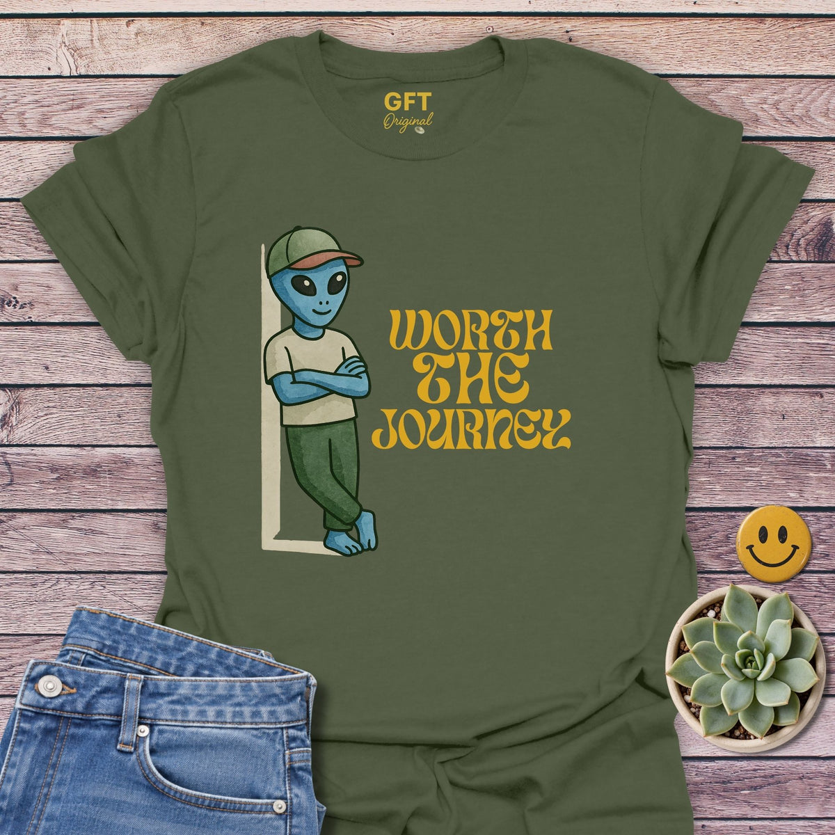 Worth The Journey Classic Tee in Military Green