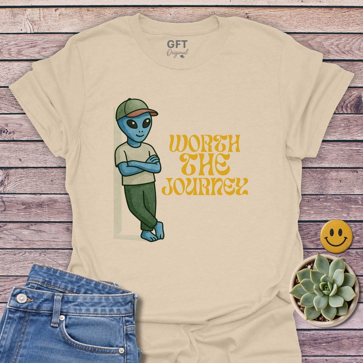 Worth The Journey Classic Tee in Sand