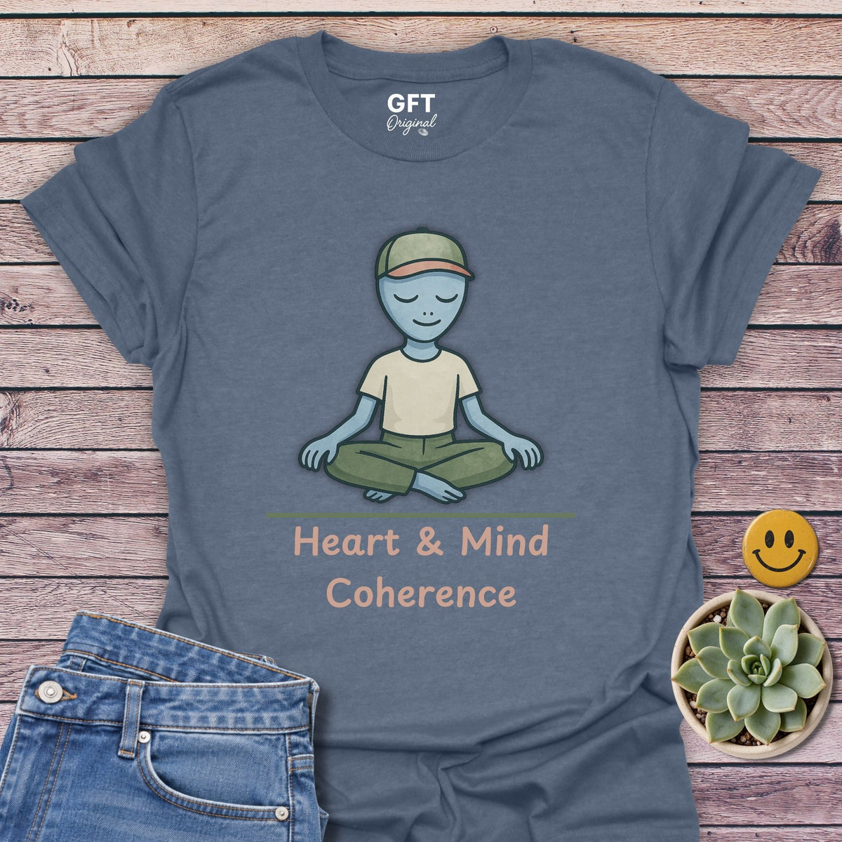 Heart Coherence Classic Tee in Heather Indigo