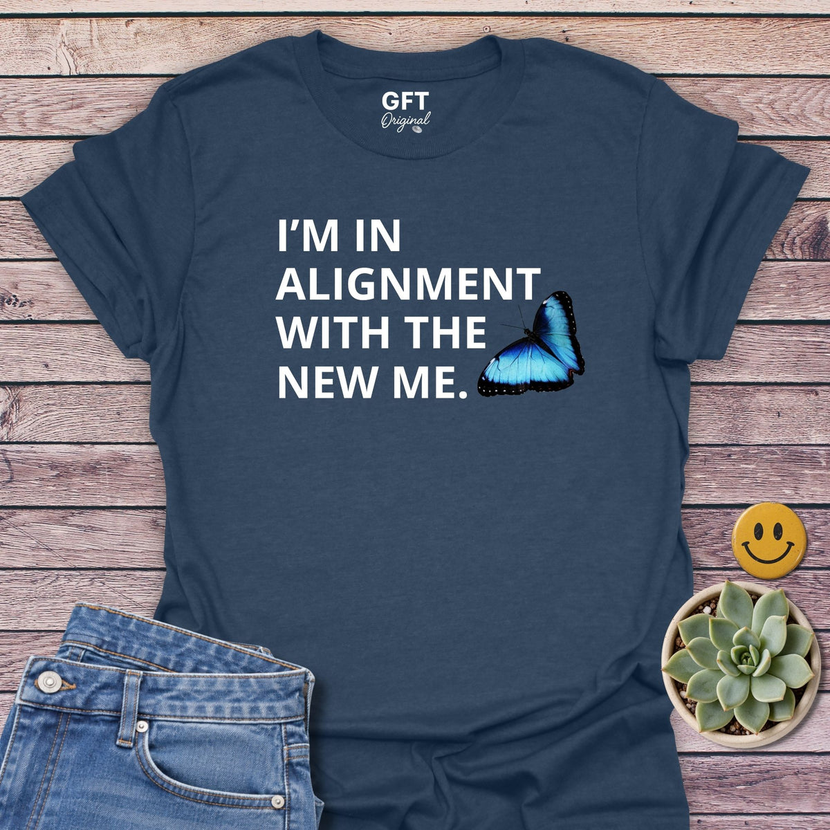 Alignment New Me Classic Tee in Heather Navy
