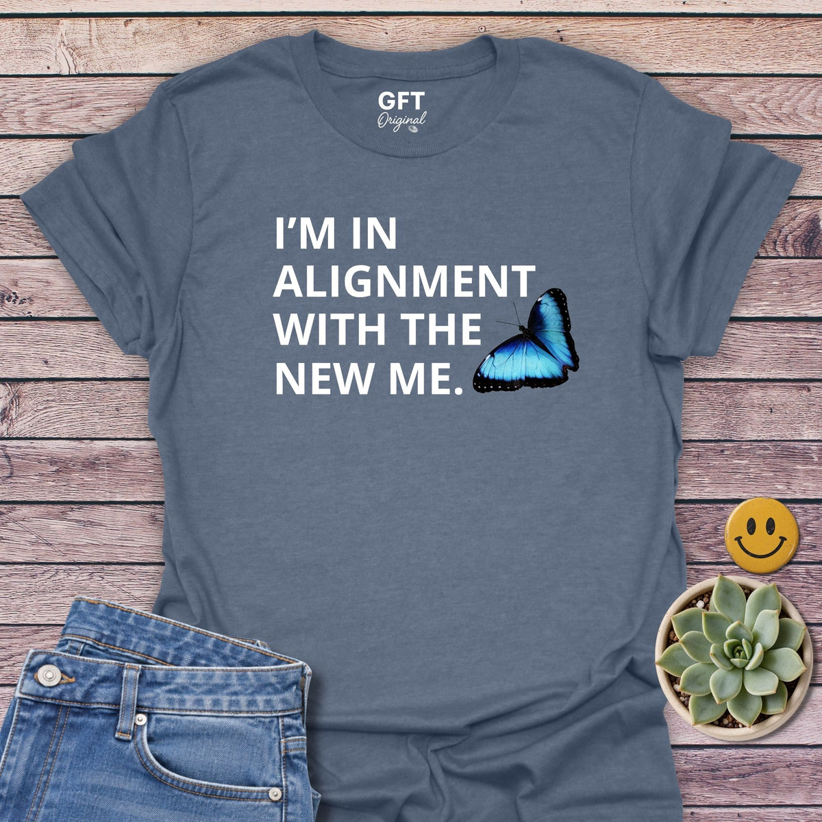 Alignment New Me Classic Tee in Heather Indigo