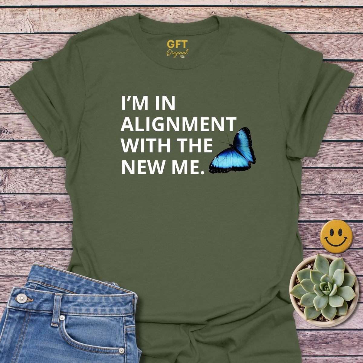Alignment New Me Classic Tee in Military Green