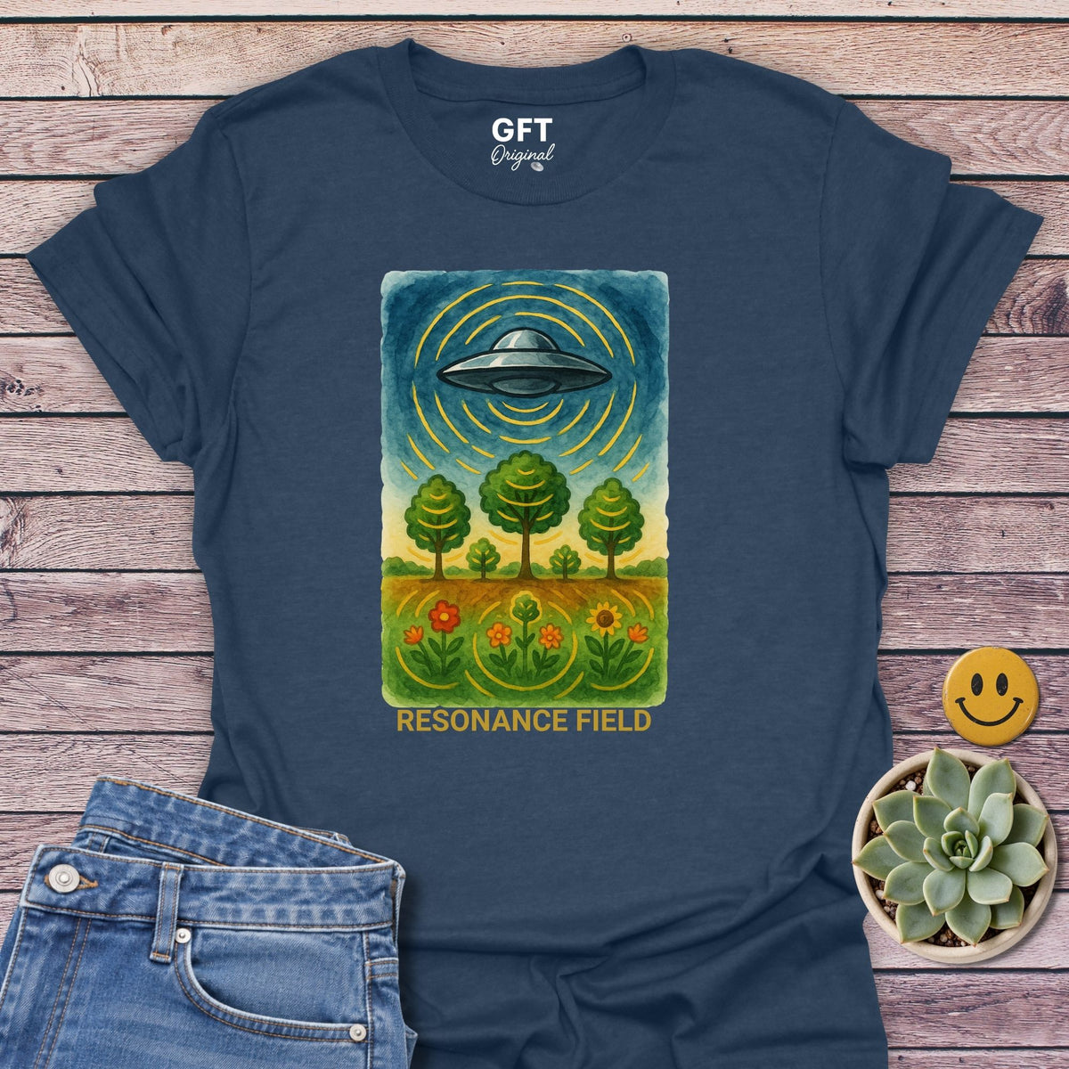 Resonance Field T-Shirt in Heather Navy