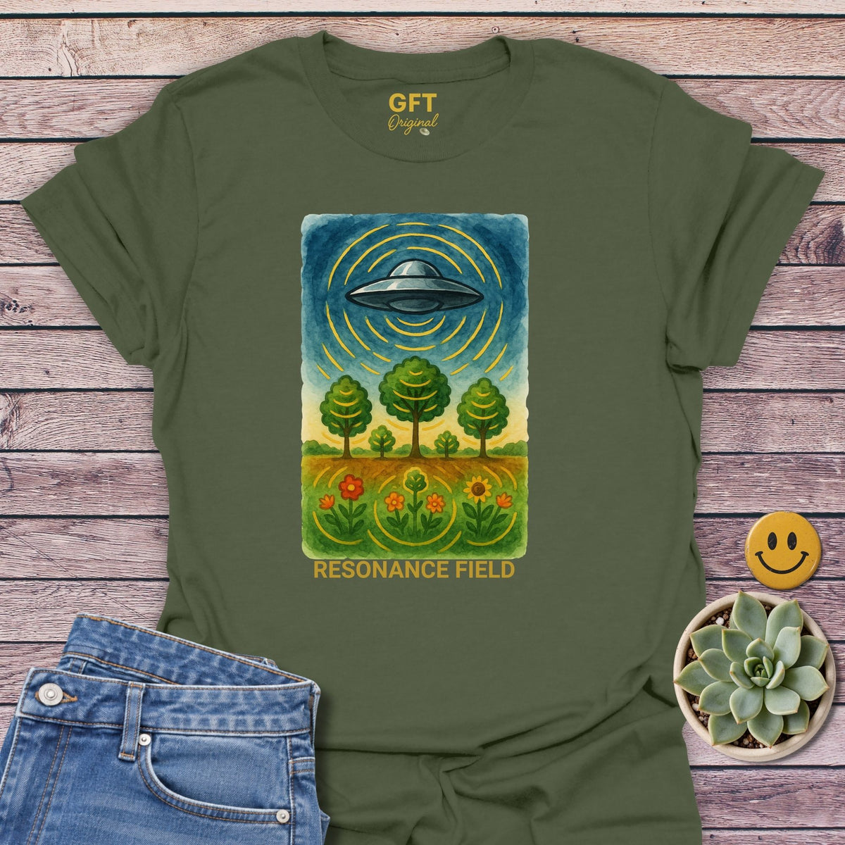Resonance Field T-Shirt in Military Green