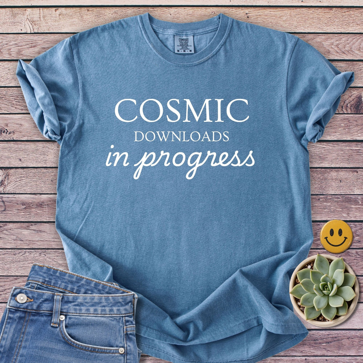 Downloads in Progress T-Shirt in Blue Jean