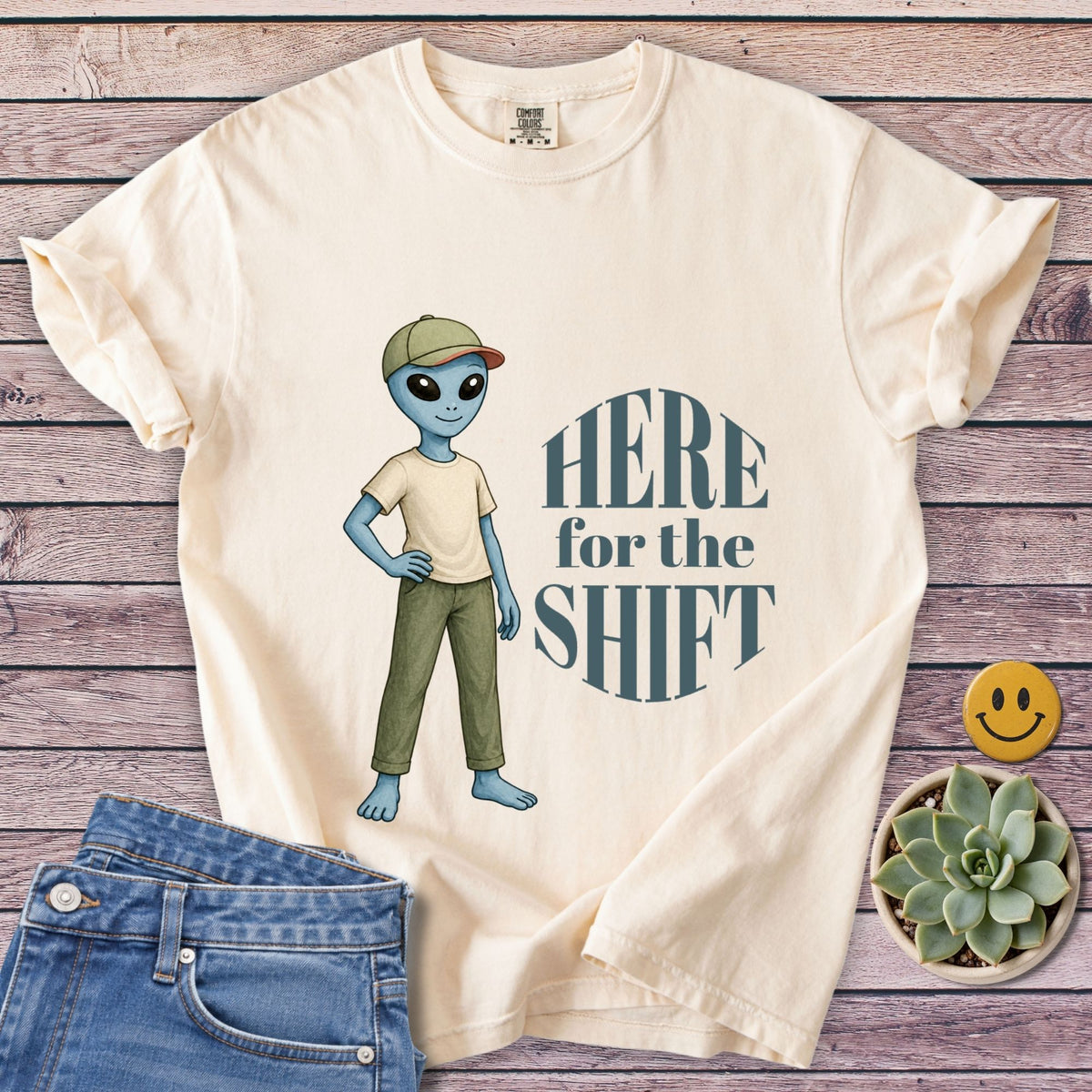 Here for the Shift T-Shirt in Ivory