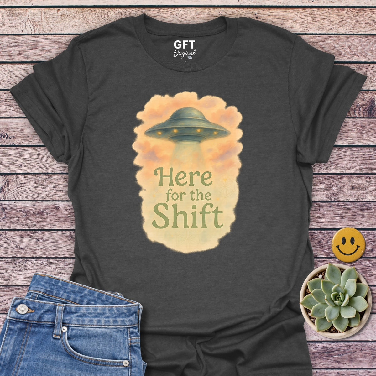 Here for the Shift UFO T-Shirt in Dark Heather