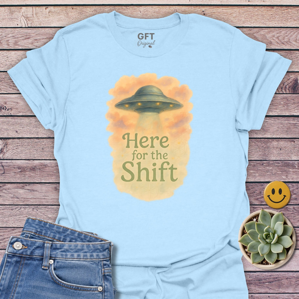 Here for the Shift UFO T-Shirt in Light Blue