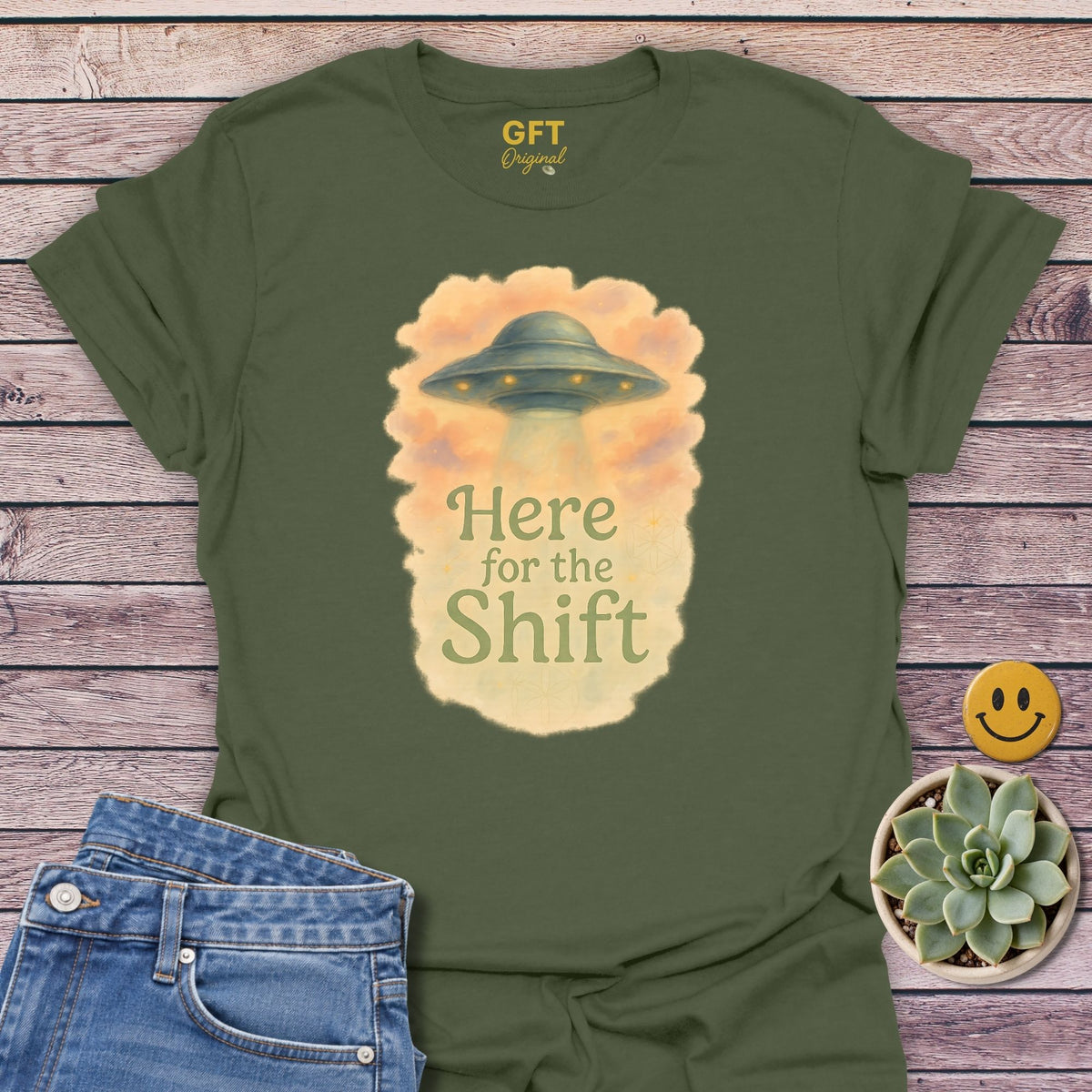 Here for the Shift UFO T-Shirt in Military Green