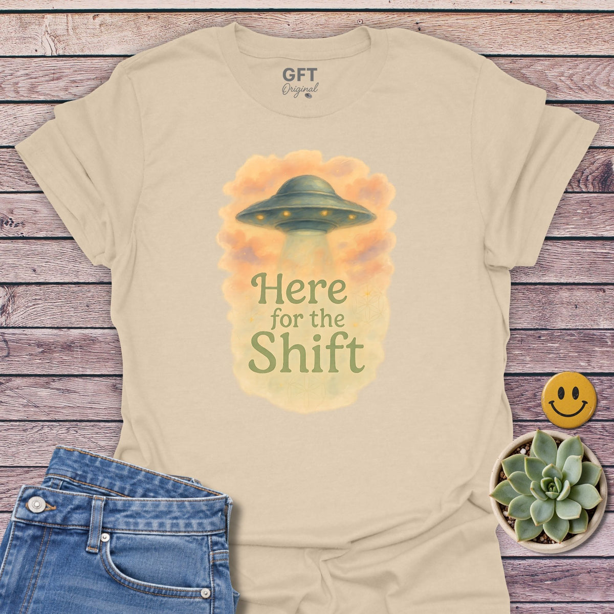 Here for the Shift UFO T-Shirt in Sand