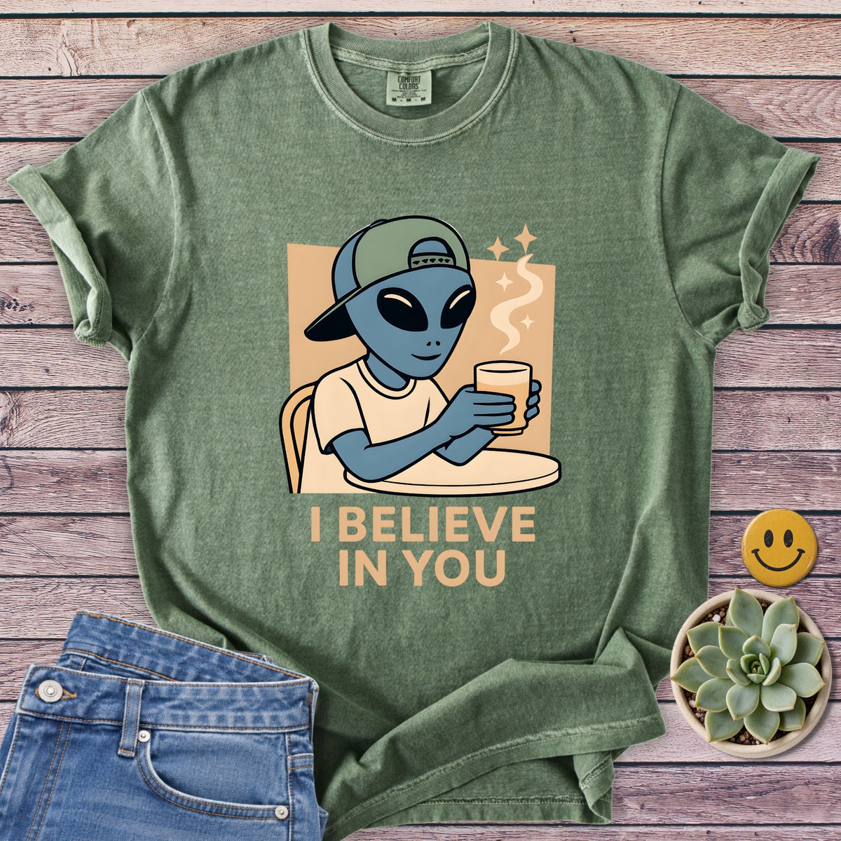 I Believe In You T-Shirt in Moss