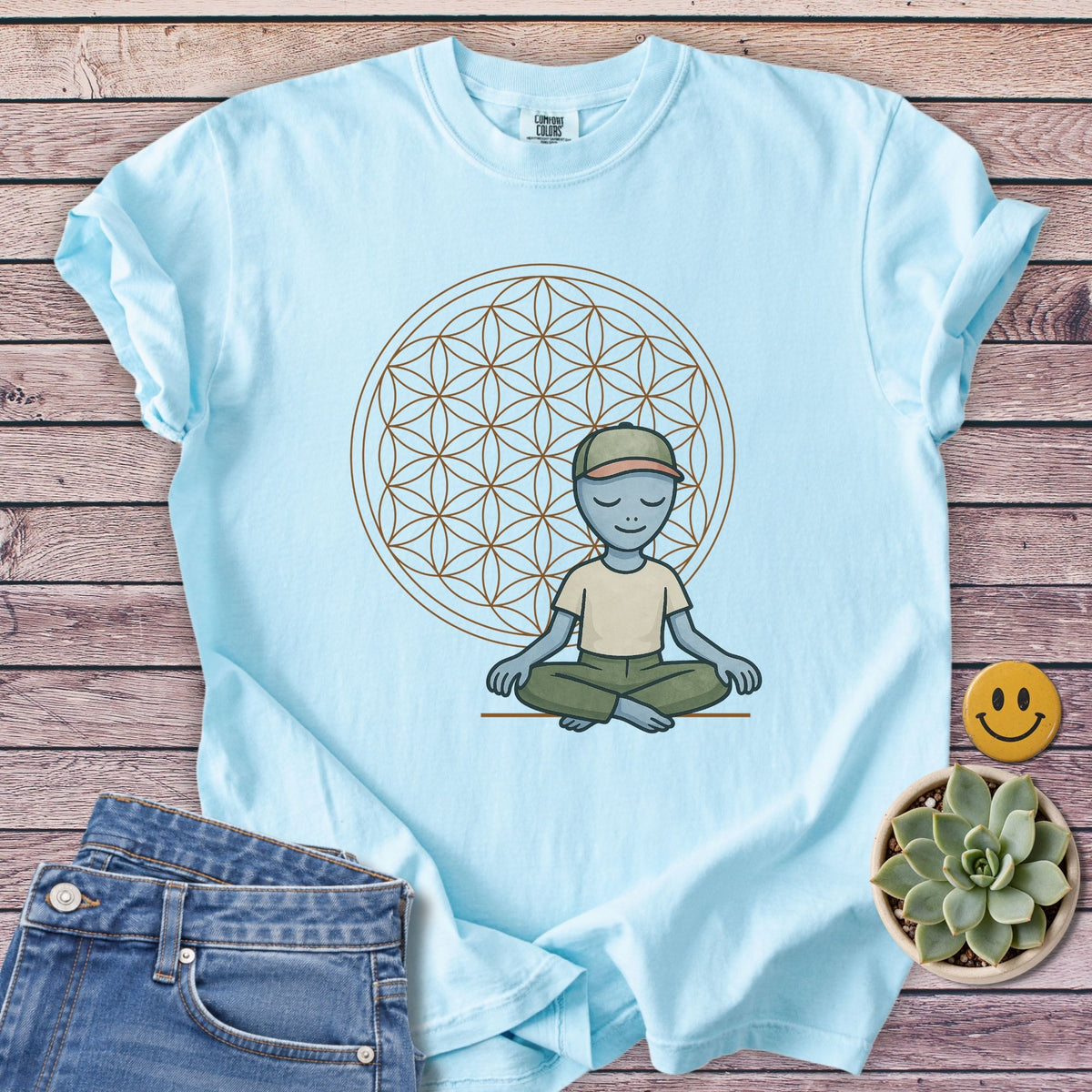 Flower of Life T-Shirt in Chambray