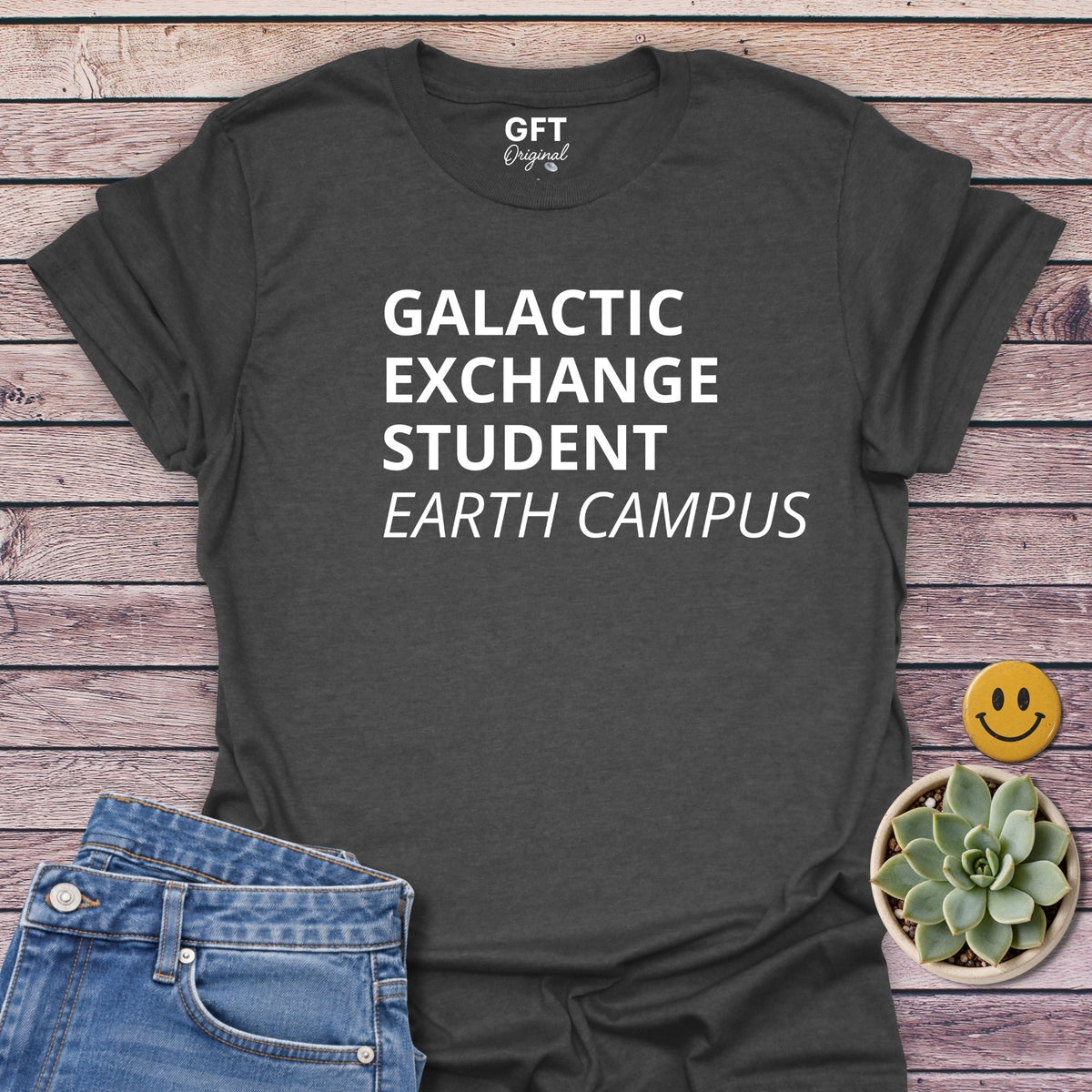 Galactic Exchange Student Classic Tee in Dark Heather