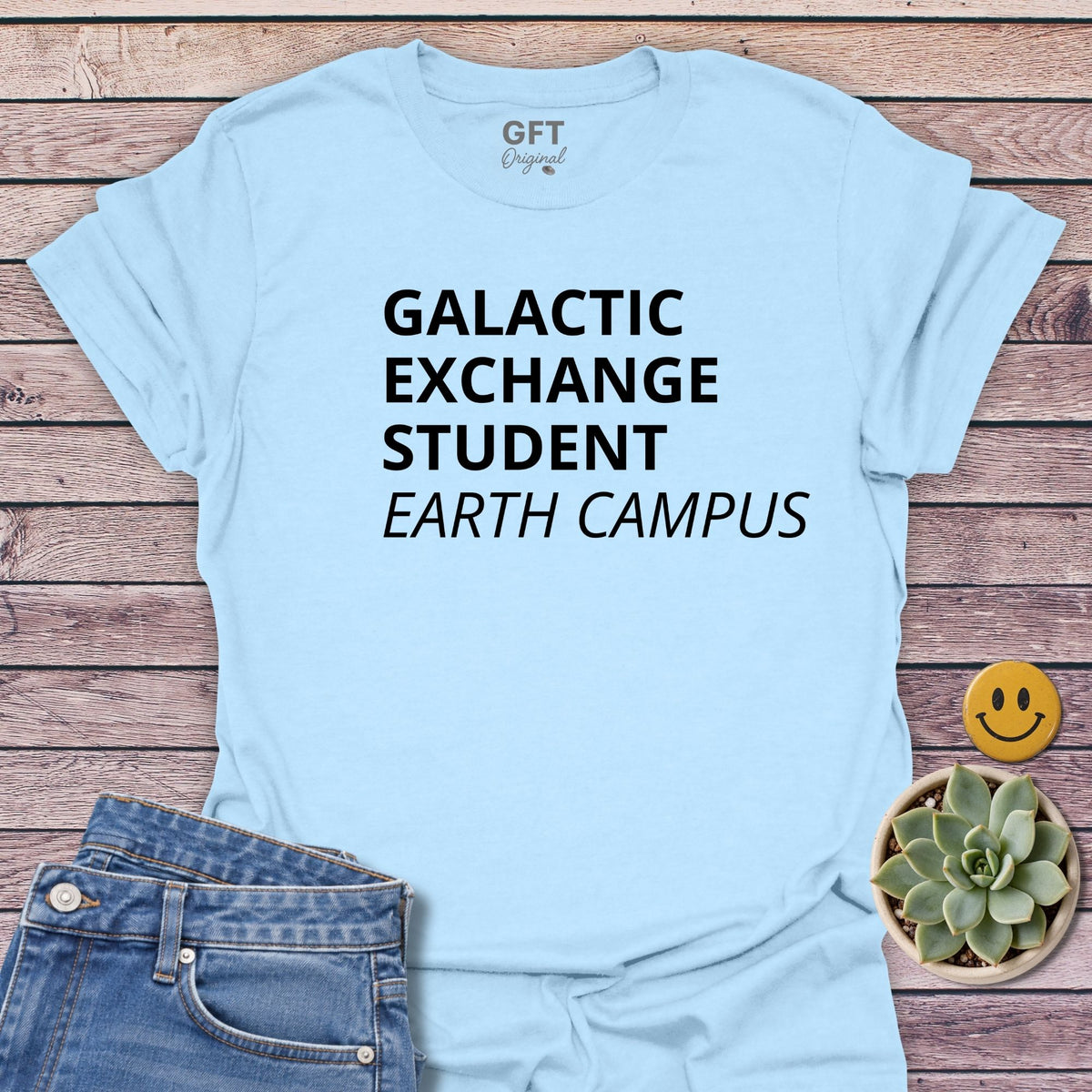 Galactic Exchange Student Classic Tee in Light Blue