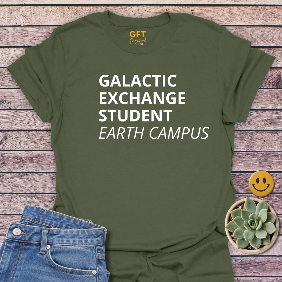 Galactic Exchange Student Classic Tee in Military Green