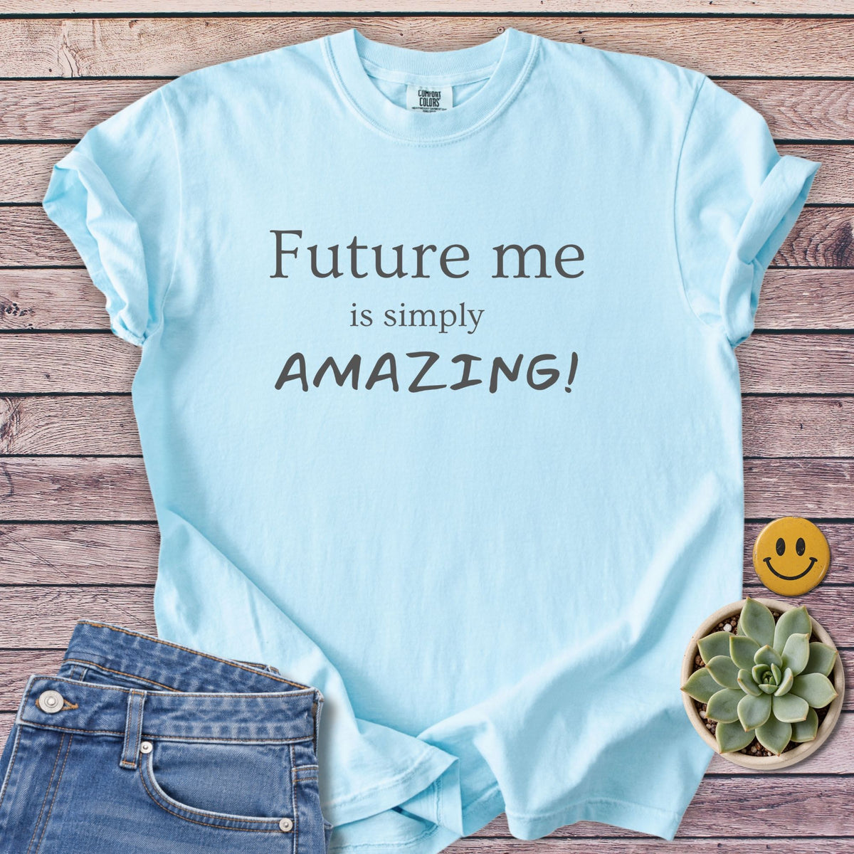 Future Me... Amazing! T-Shirt in Chambray