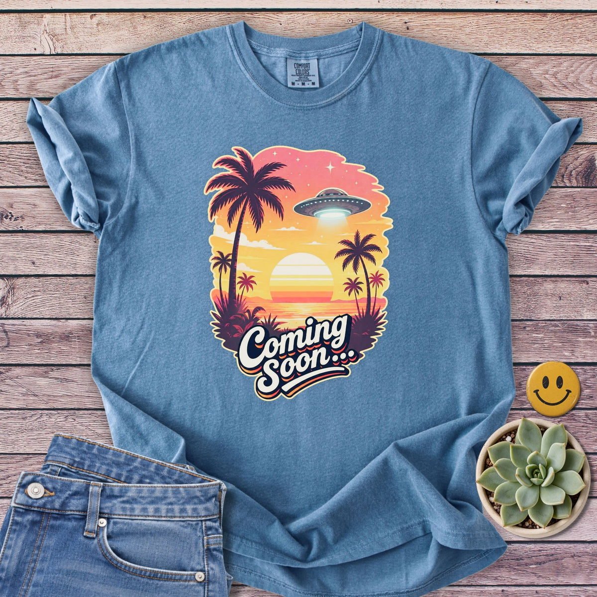 Coming Soon T-Shirt in Blue Jean