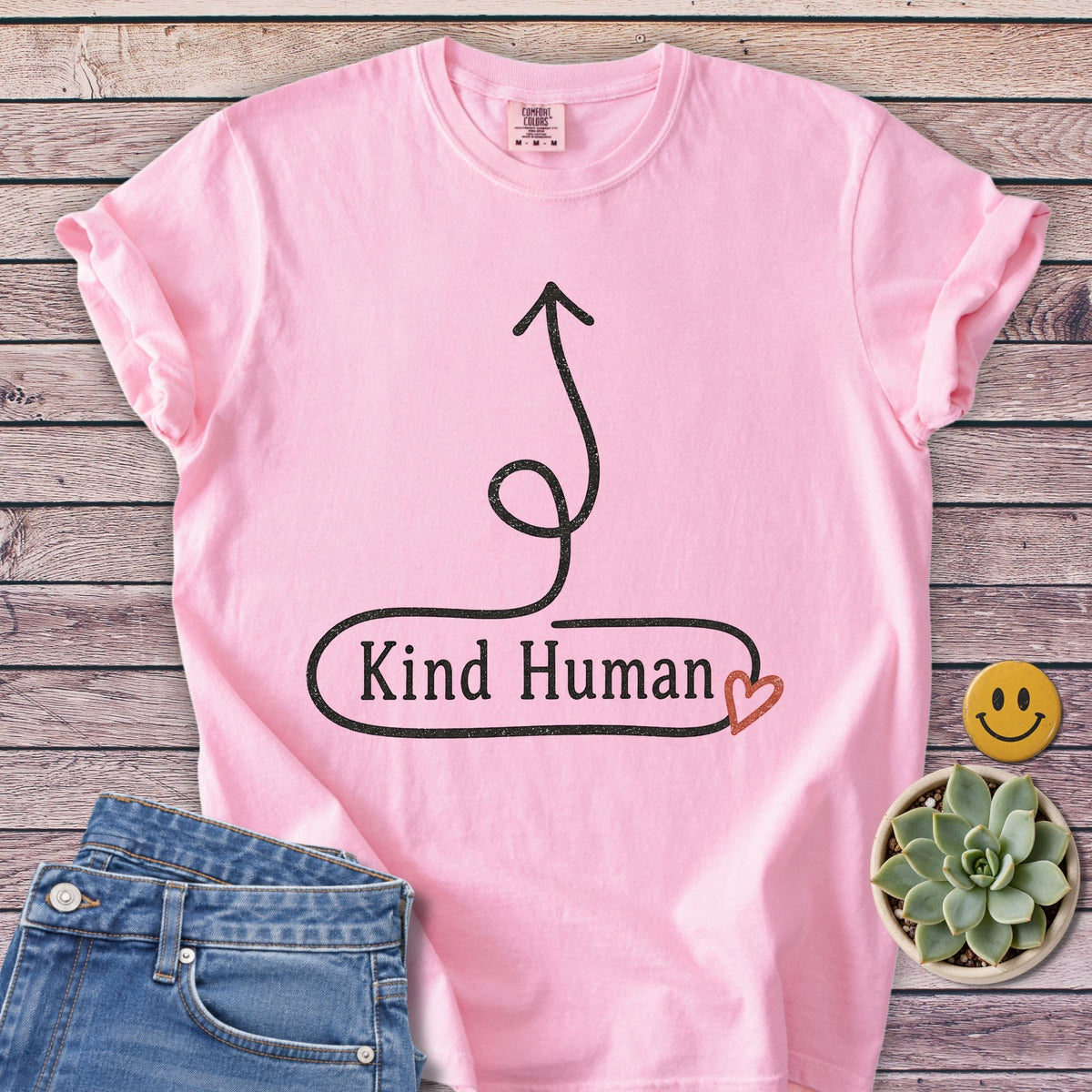 Kind Human Here T-Shirt in Blossom