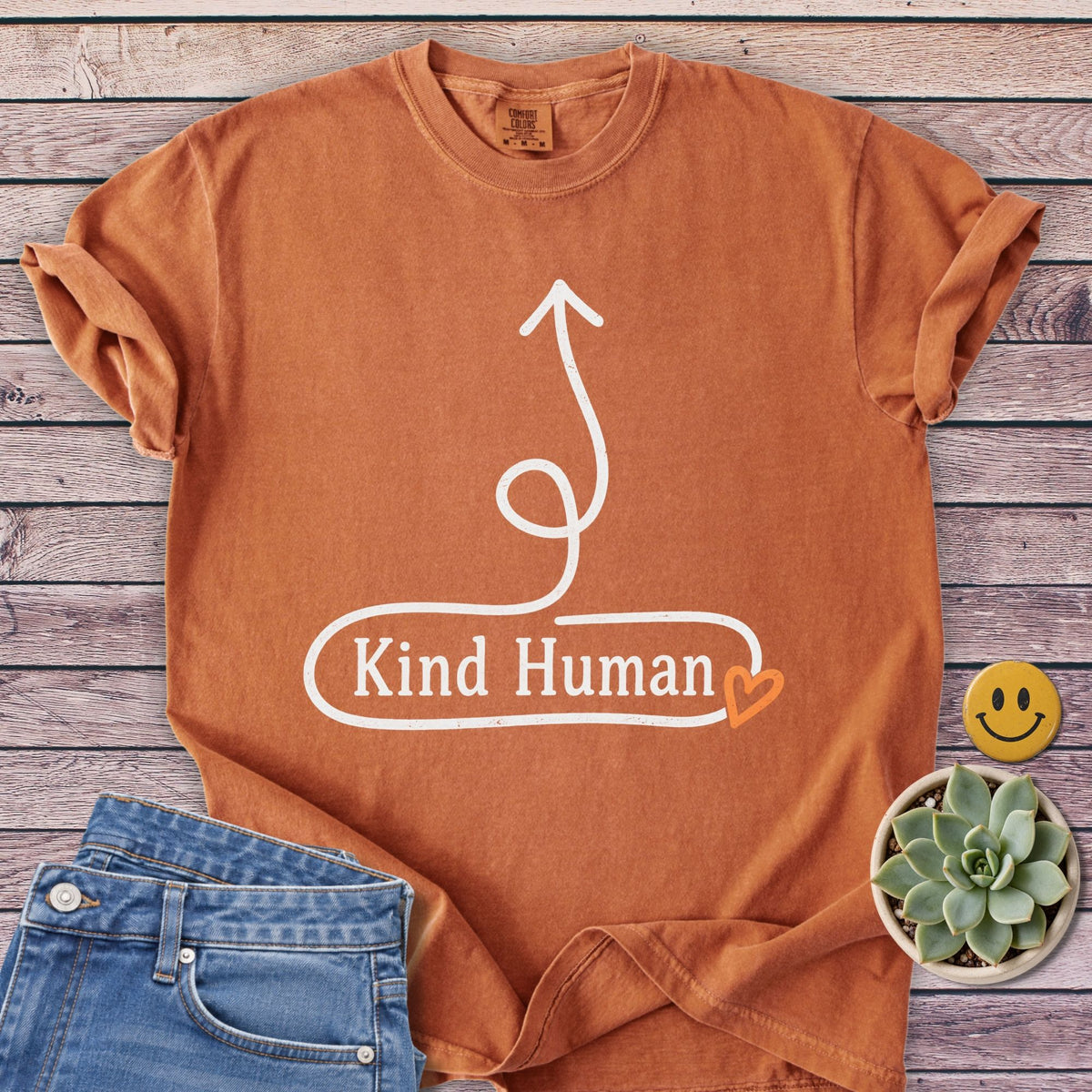 Kind Human Here T-Shirt in Yam