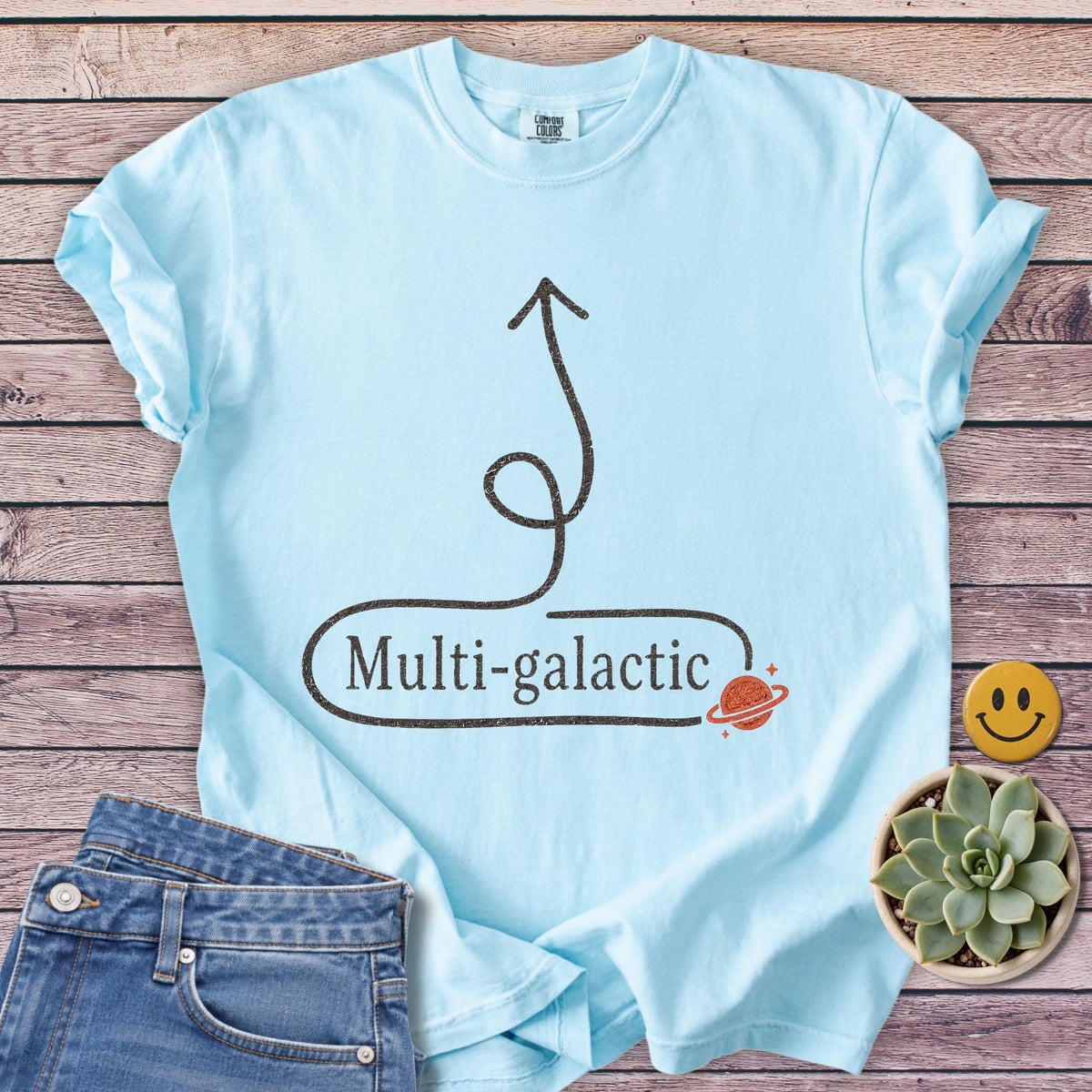 Multi-Galactic Here T-Shirt in Chambray