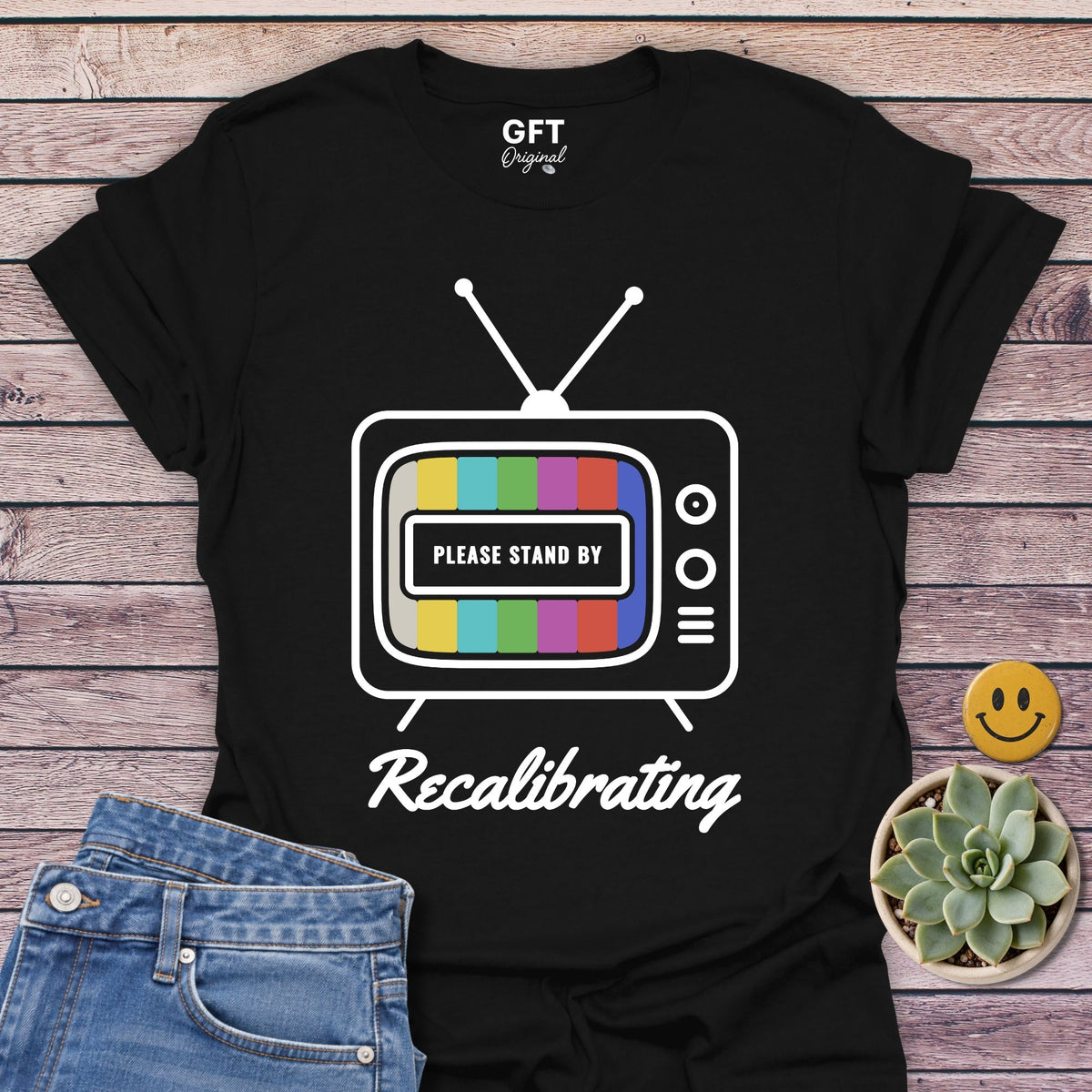 Please Stand By T-Shirt in Black