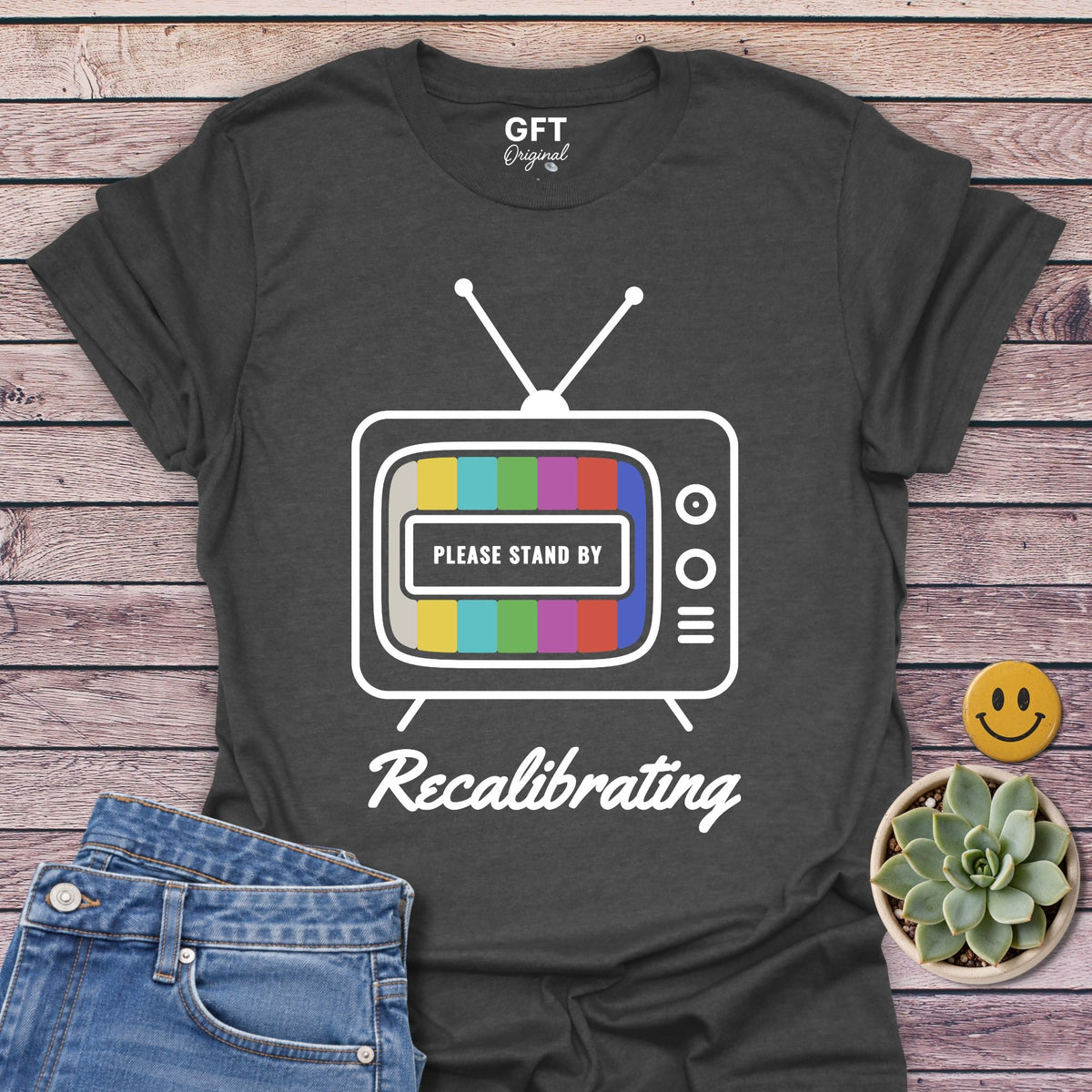 Please Stand By T-Shirt in Dark Heather