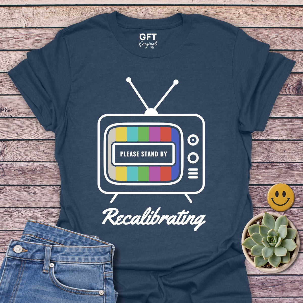 Please Stand By T-Shirt in Heather Navy