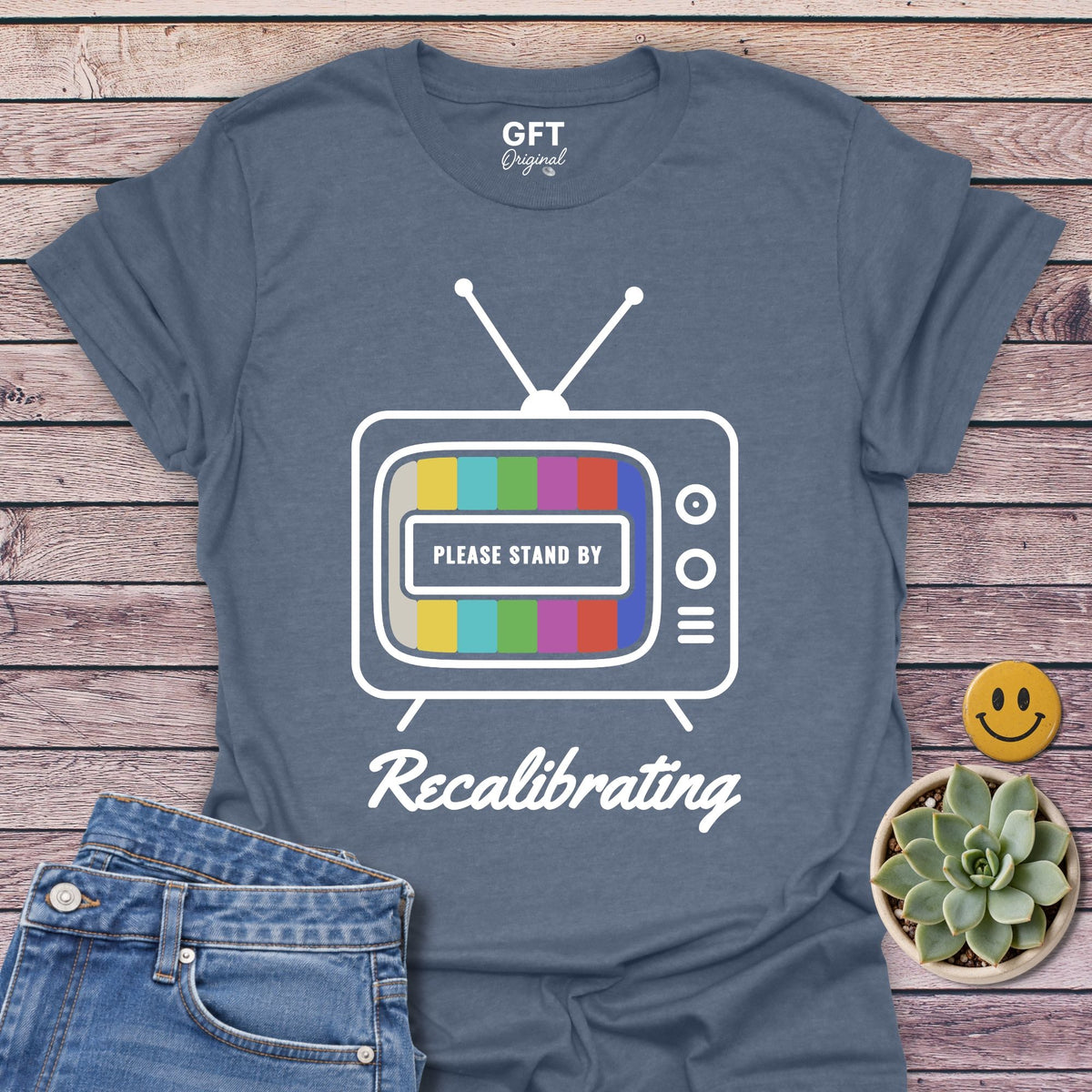 Please Stand By T-Shirt in Heather Indigo