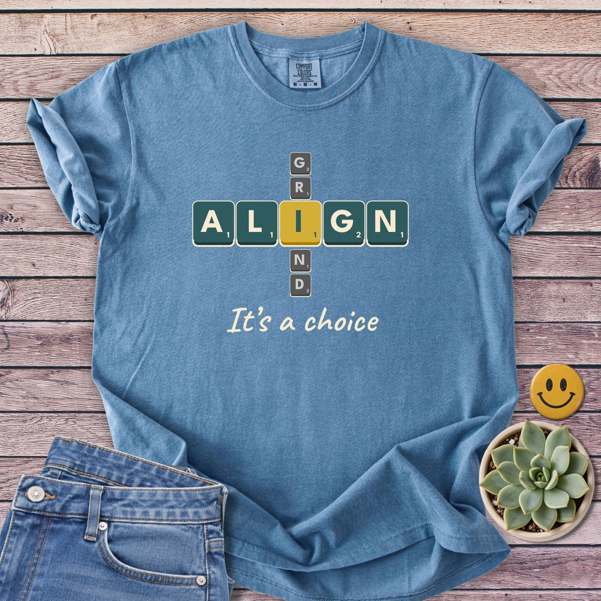 Align Don't Grind T-Shirt in Blue Jean