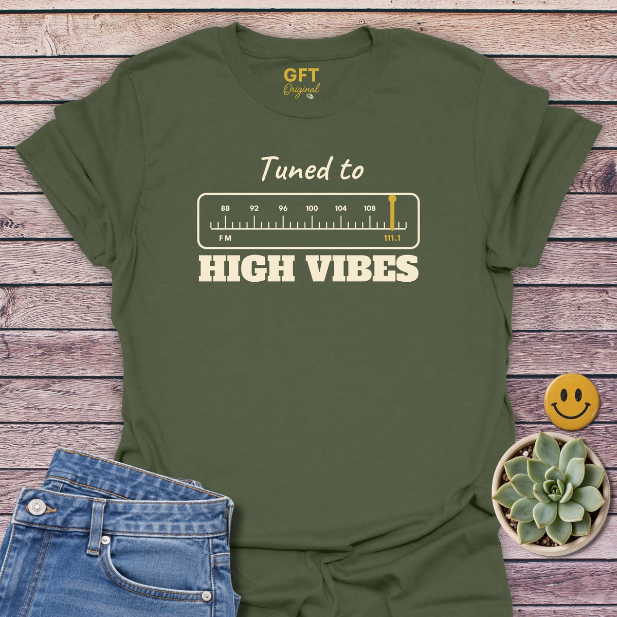 High Vibes 111.1 T-Shirt in Military Green