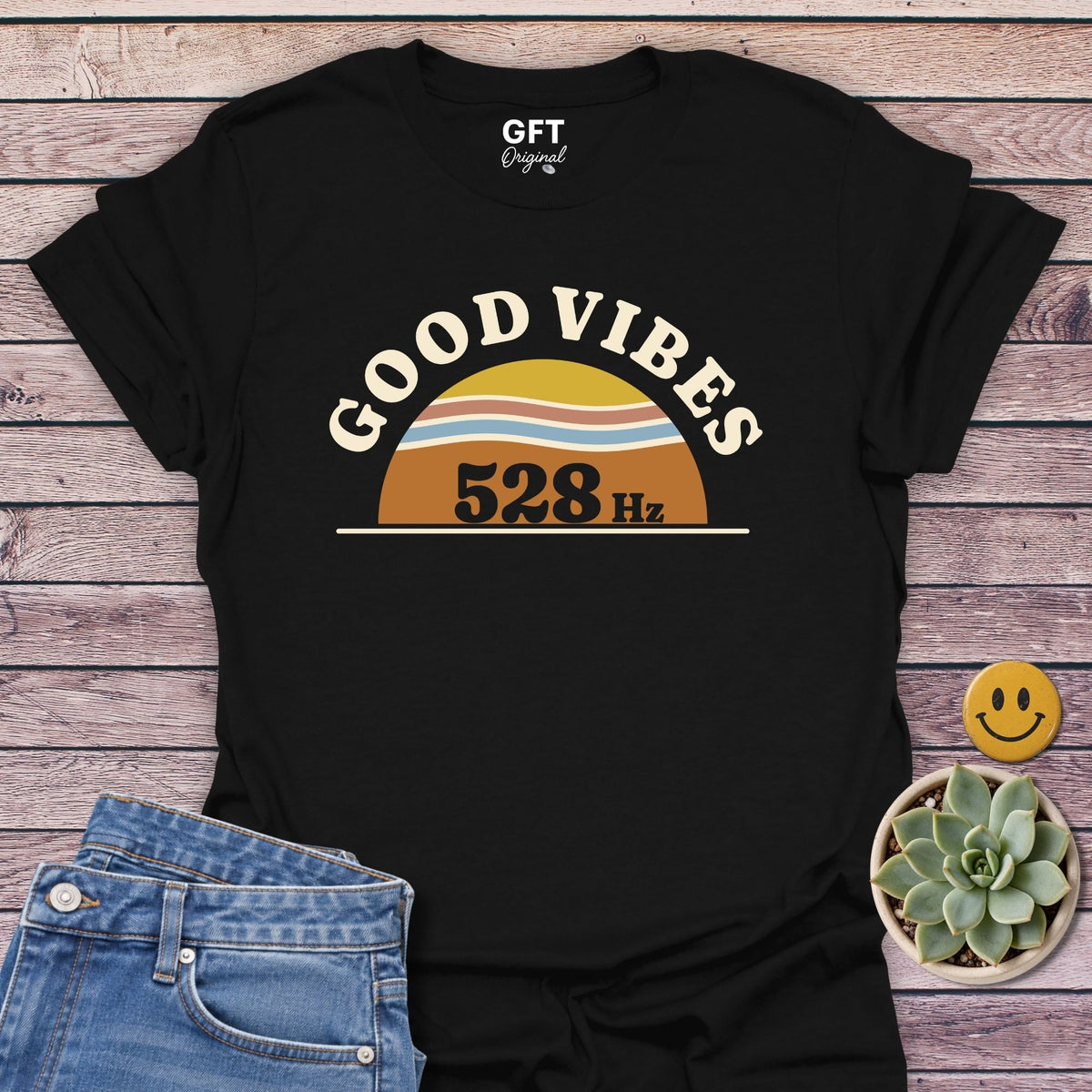 Good Vibes 528 T-Shirt in Black
