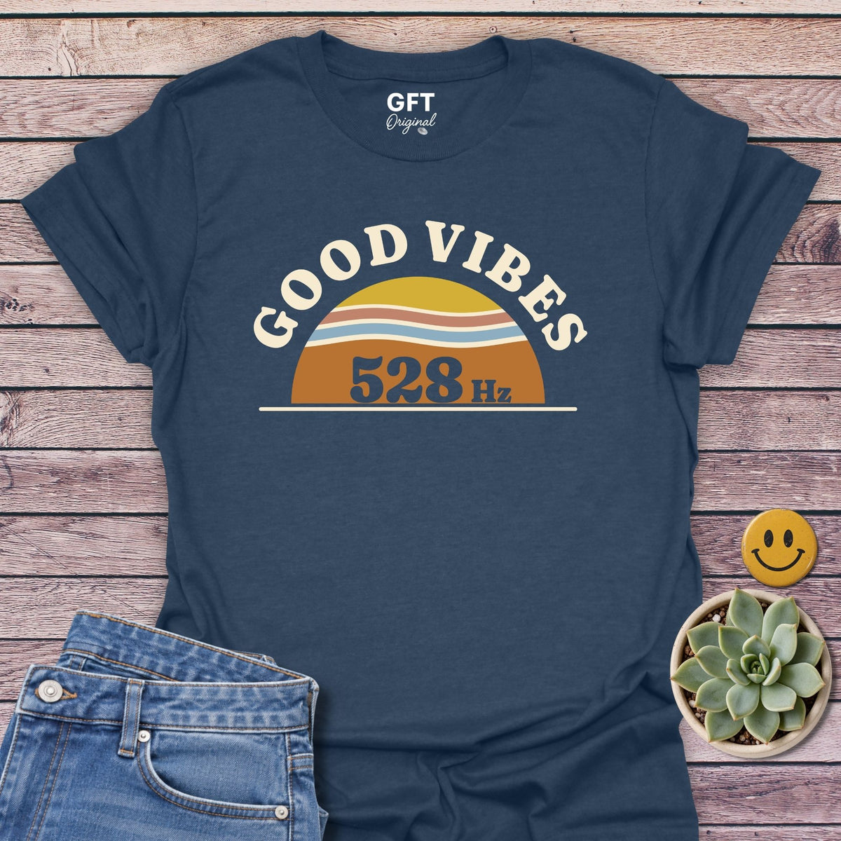 Good Vibes 528 T-Shirt in Heather Navy