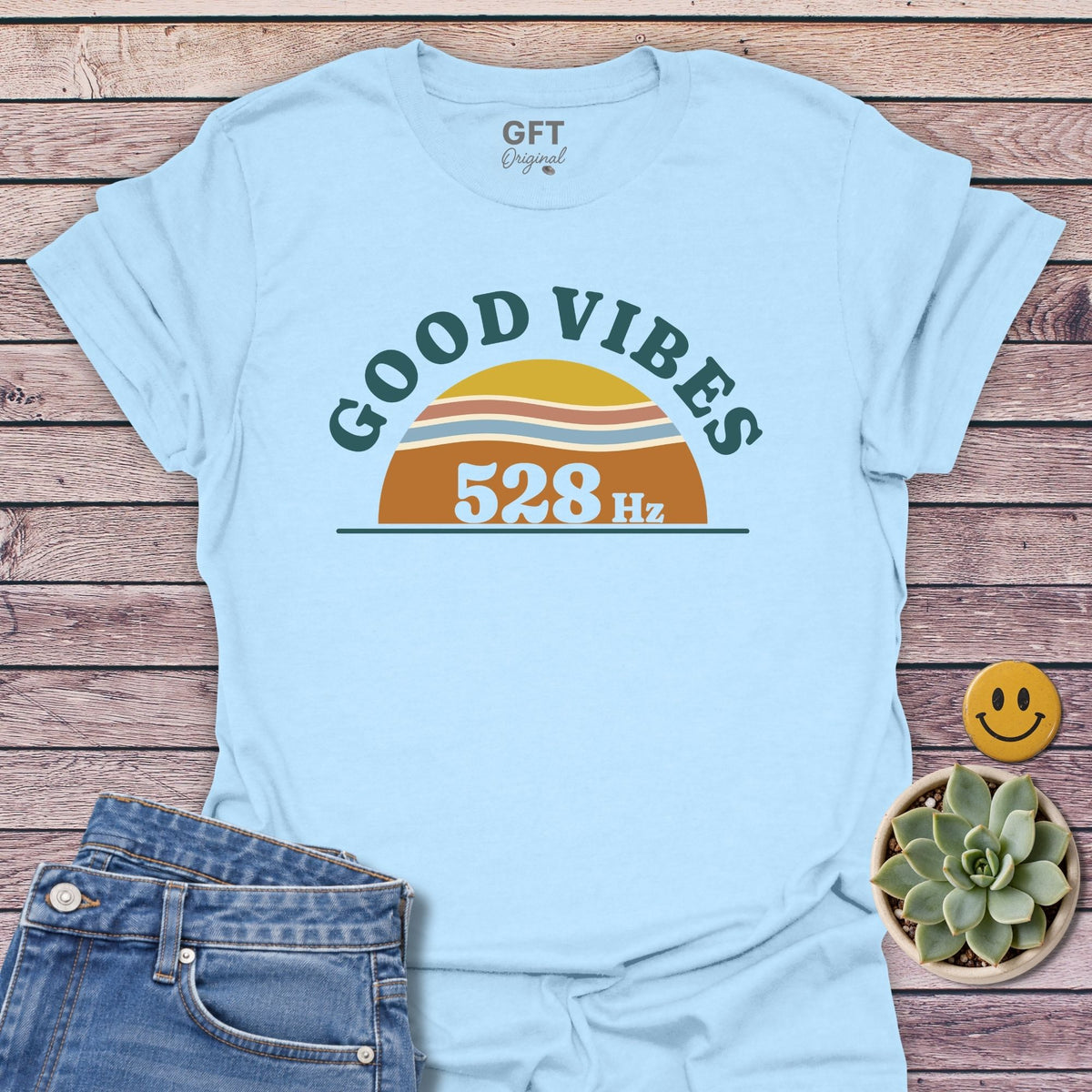 Good Vibes 528 T-Shirt in Light Blue