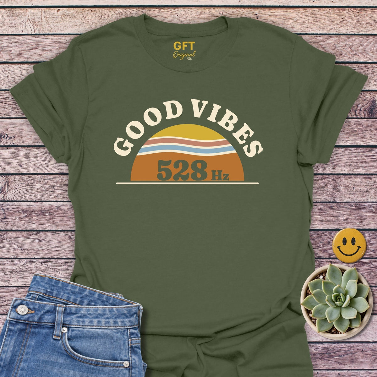 Good Vibes 528 T-Shirt in Military Green