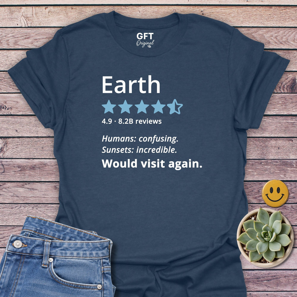 Would Visit Again T-Shirt in Heather Navy