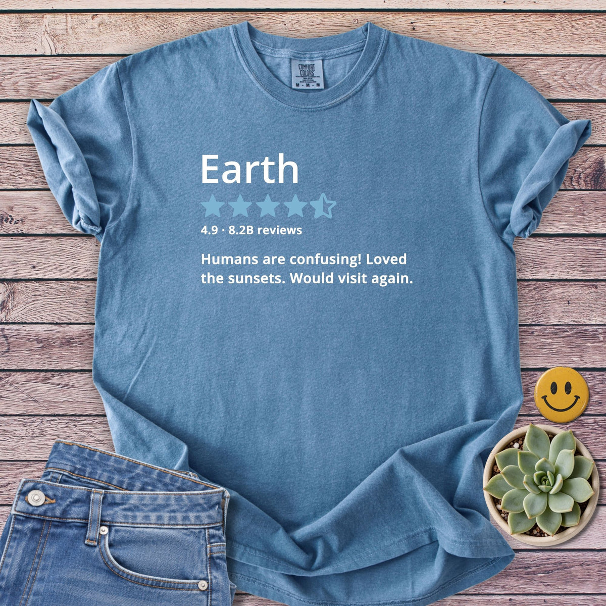 Would Visit Again T-Shirt in Blue Jean