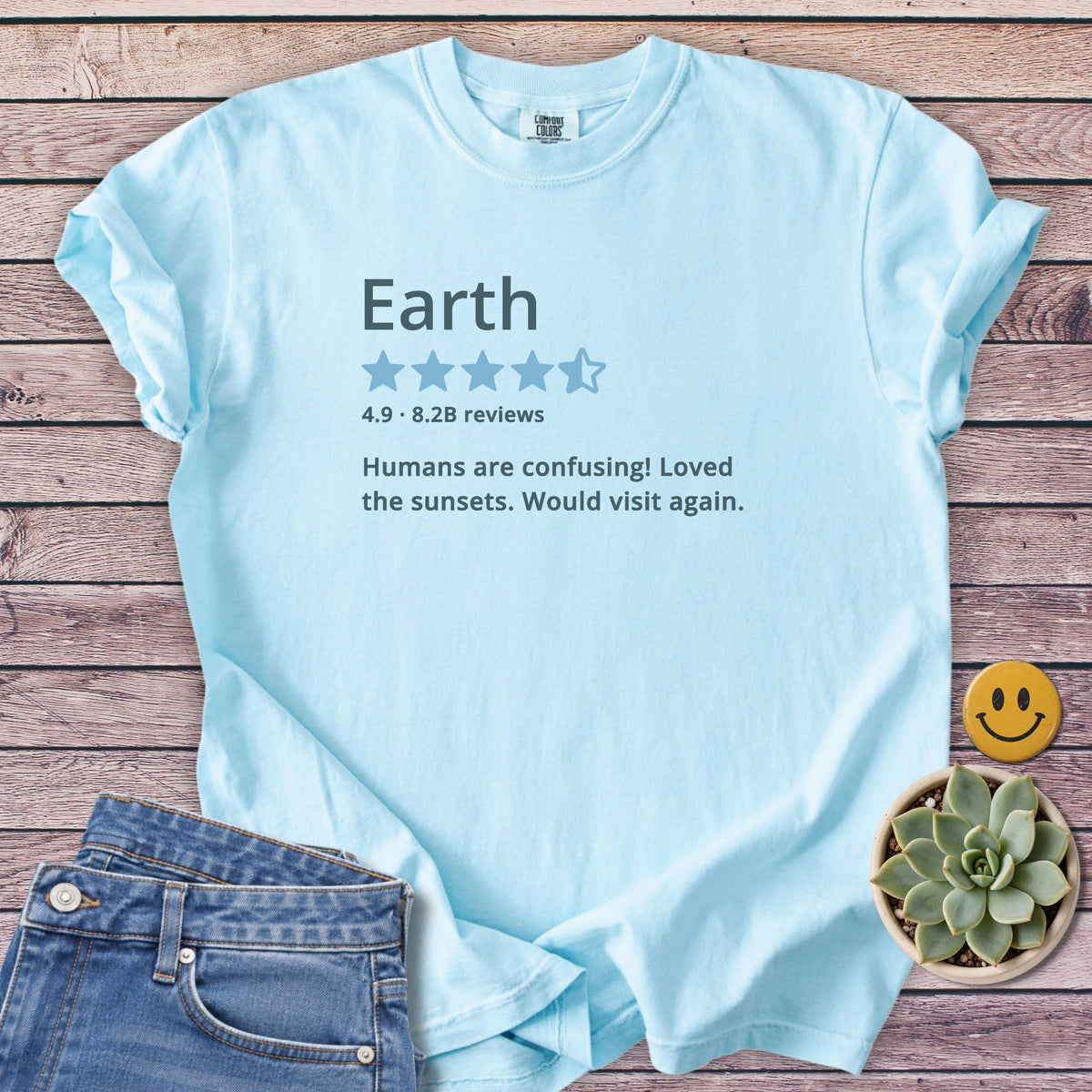Would Visit Again T-Shirt in Chambray