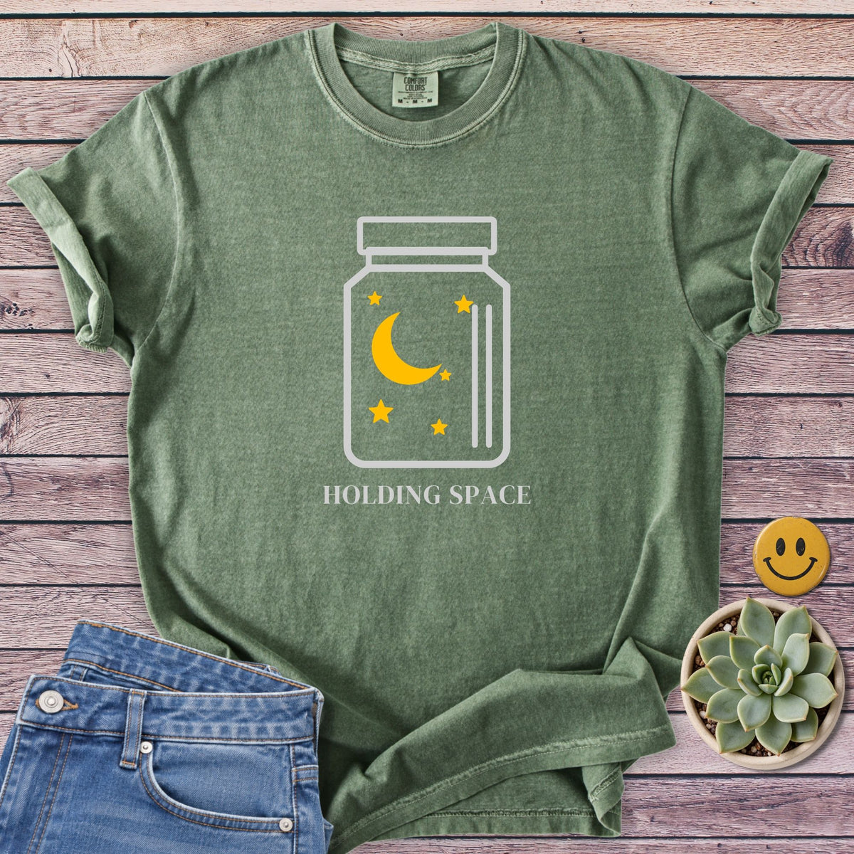Holding Space T-Shirt in Moss
