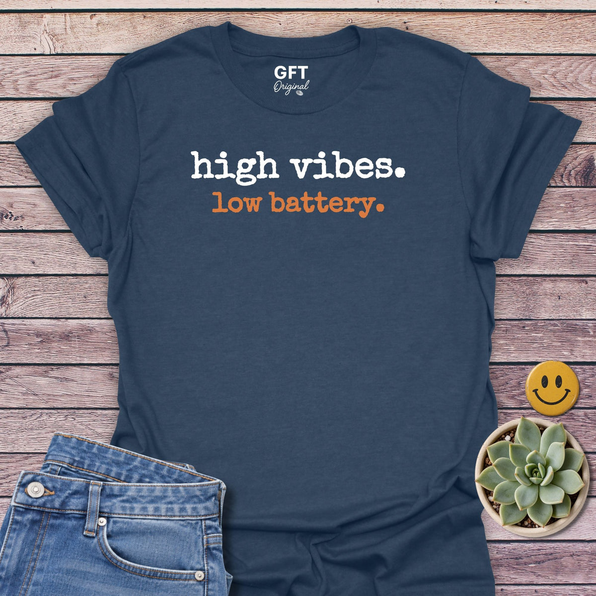 Low Battery T-Shirt in Heather Navy